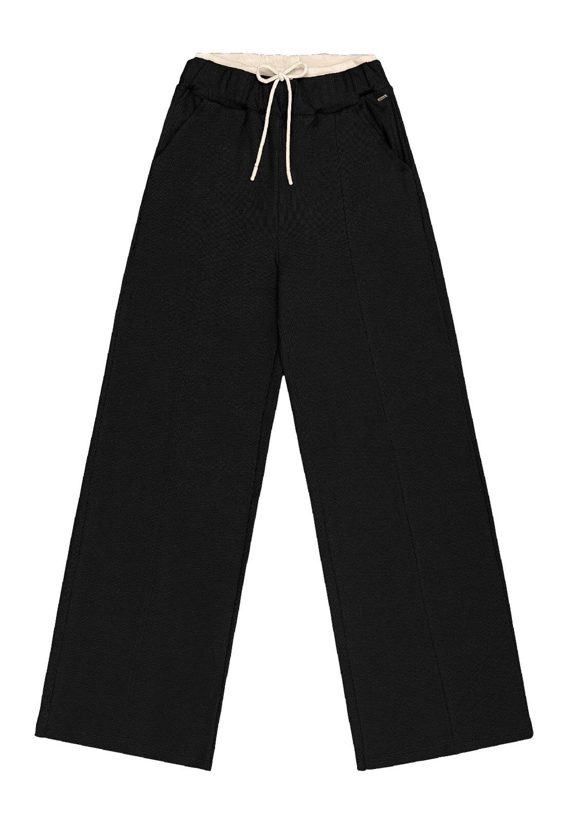 Infantil - Calça Wide Leg Juvenil Alfaiataria Gloss Preto