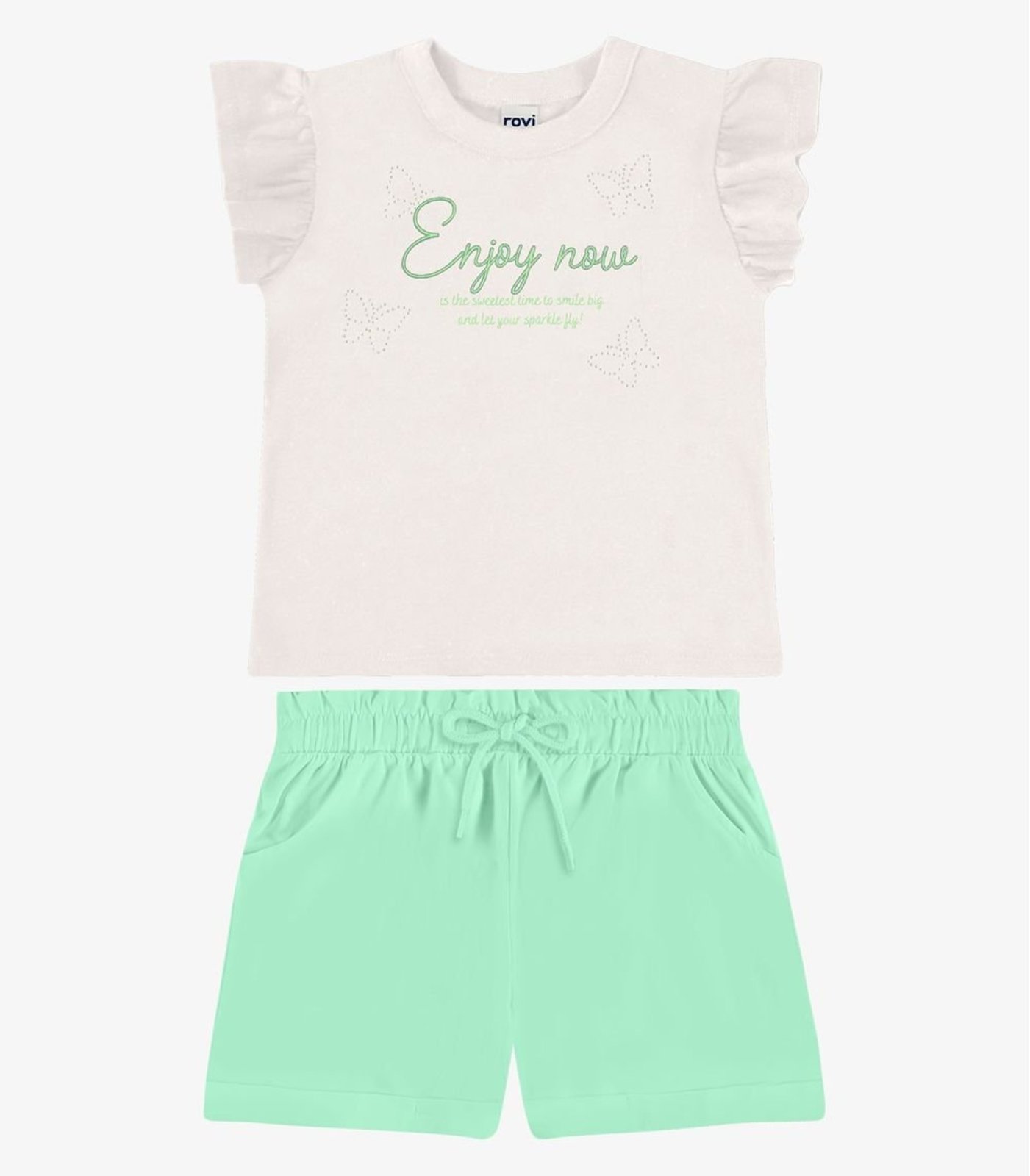 Infantil - Conjunto Blusa Com Shorts Rovi Bege