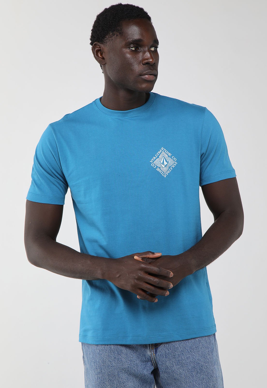 Camiseta Masculina Volcom Silk Optical Azul