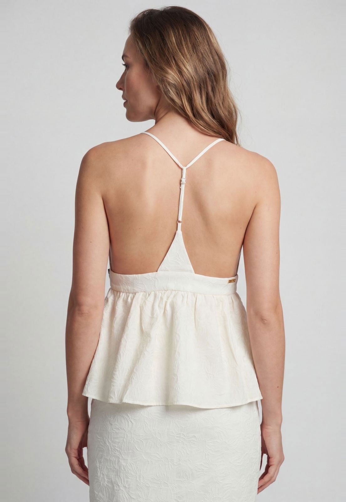 Vista 3 Blusa Feminina Colcci Bordada Peplum Off-White off-white white Colcci off-white white