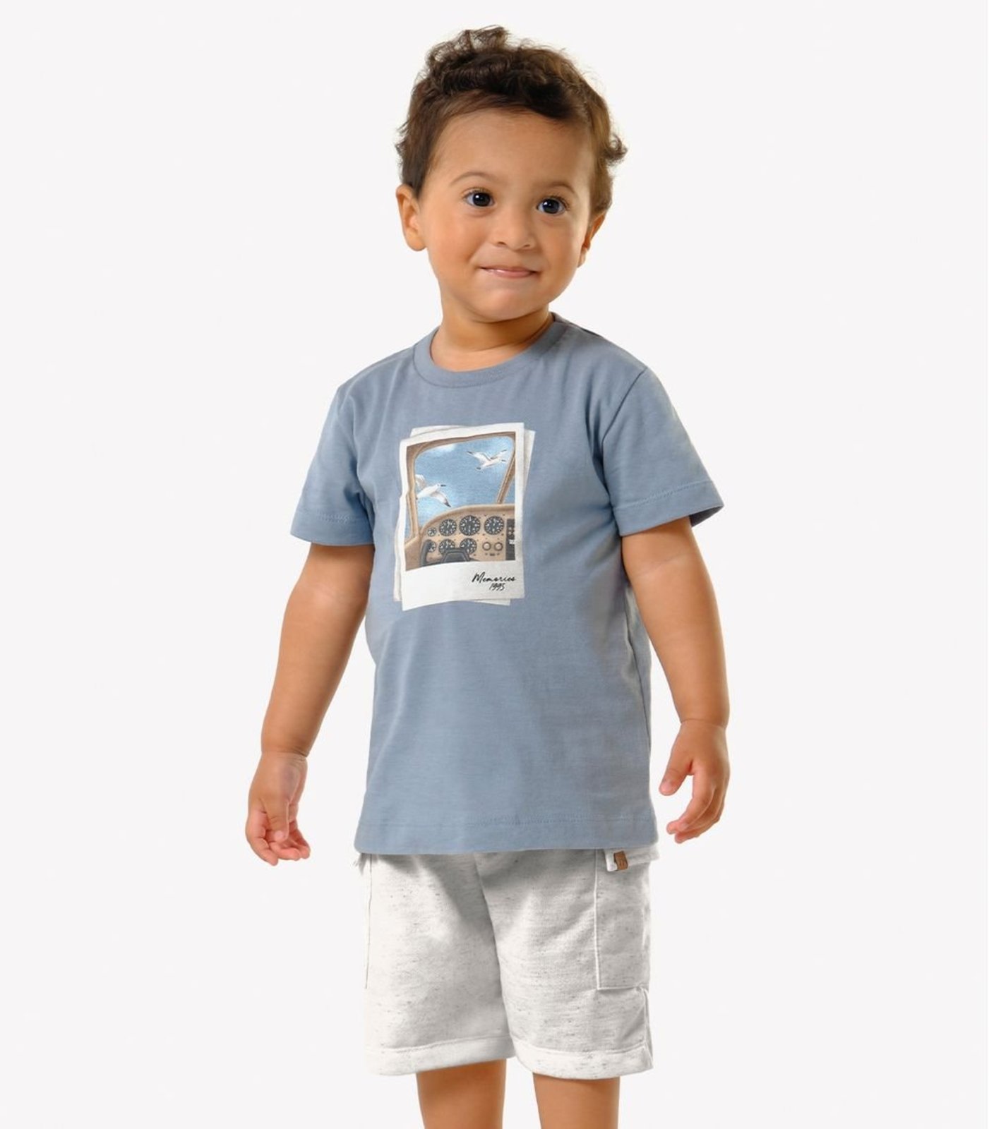 Infantil - Conjunto Camiseta Com Bermuda Trick Nick Azul
