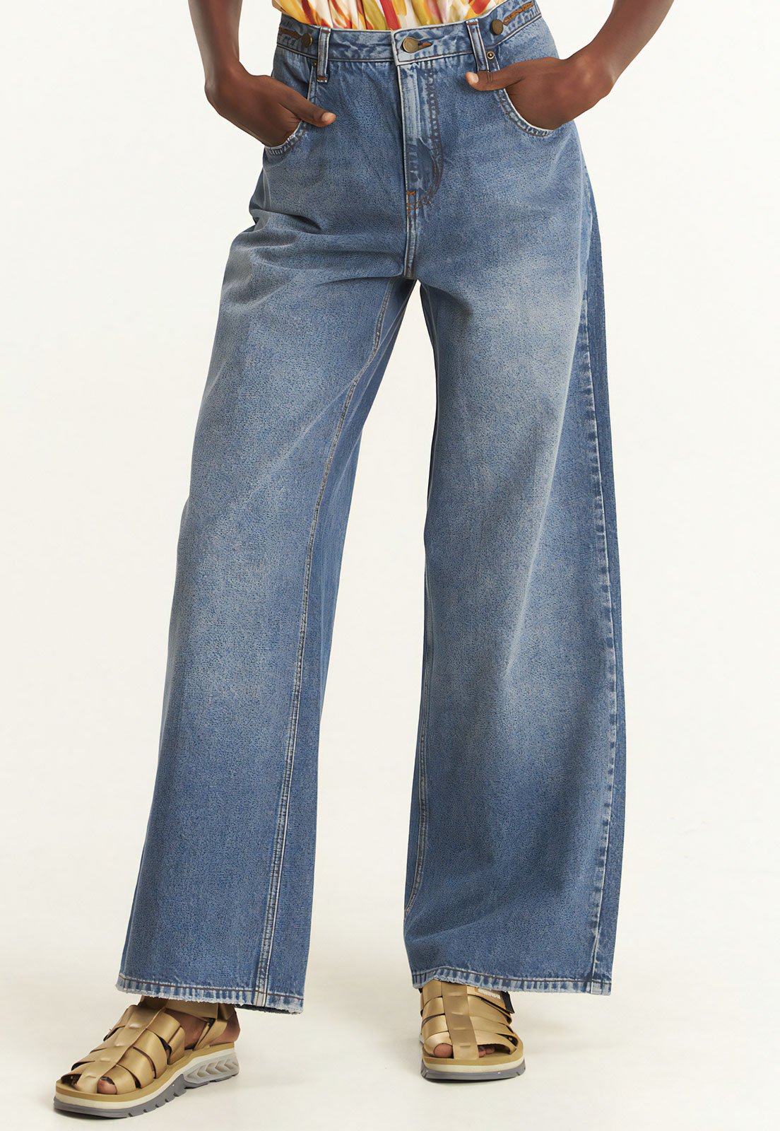 Calça Jeans Cantão Barrel Oversized Azul