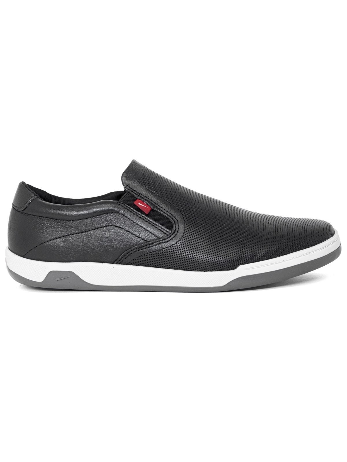 Tênis Sapatênis Slip On Ferracini 24h Casual Masculino Couro Calce Fácil Preto