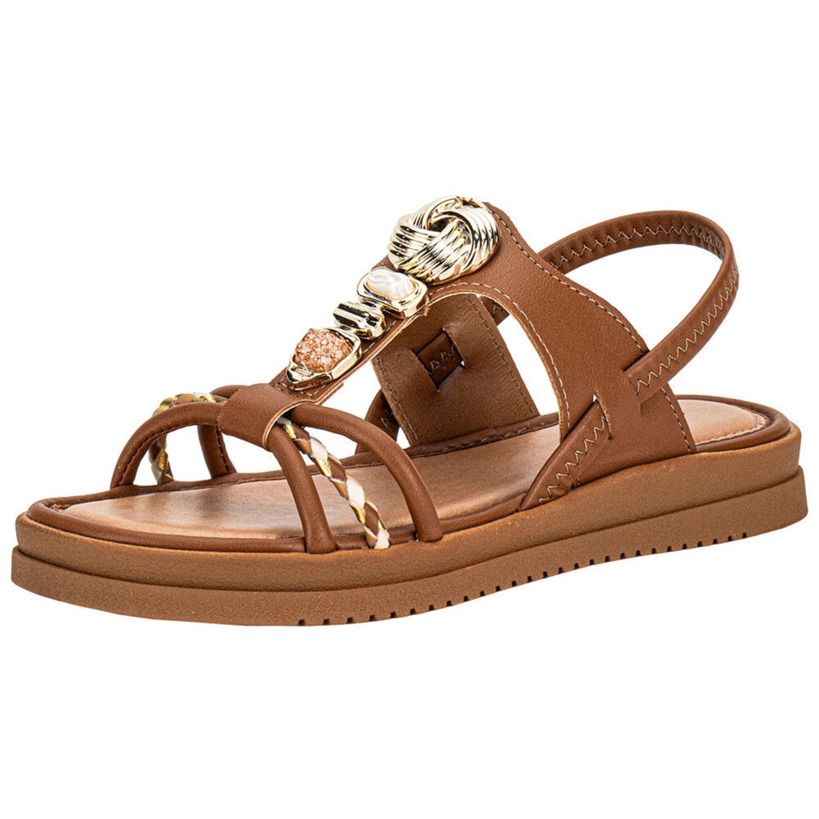 Sandália Feminina Flat Mississipi J0221 A0640221 Caramelo