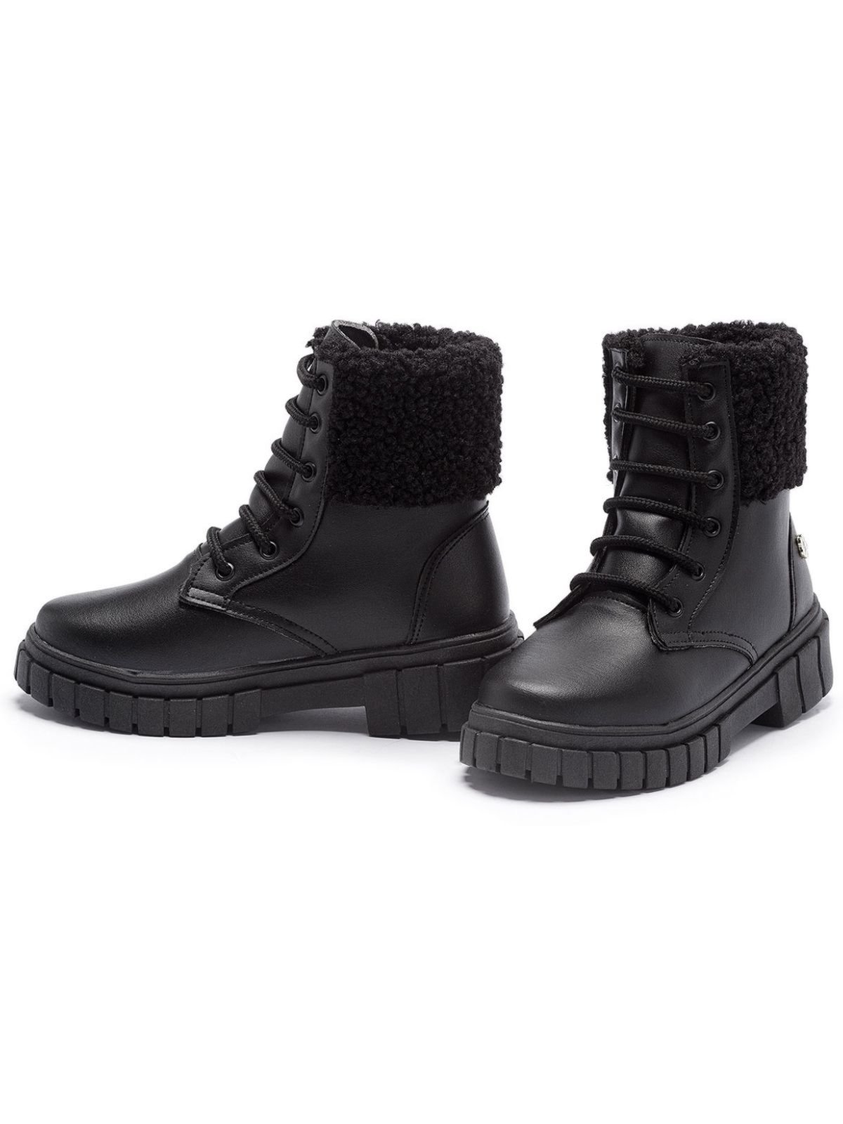 Vista 3 Infantil - Coturno Feminino Tininha Menina Cano Curto com Pelo Tininha preto