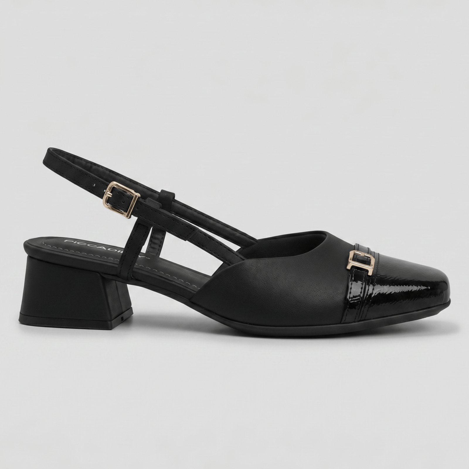 Slingback Tati Salto Médio Preto