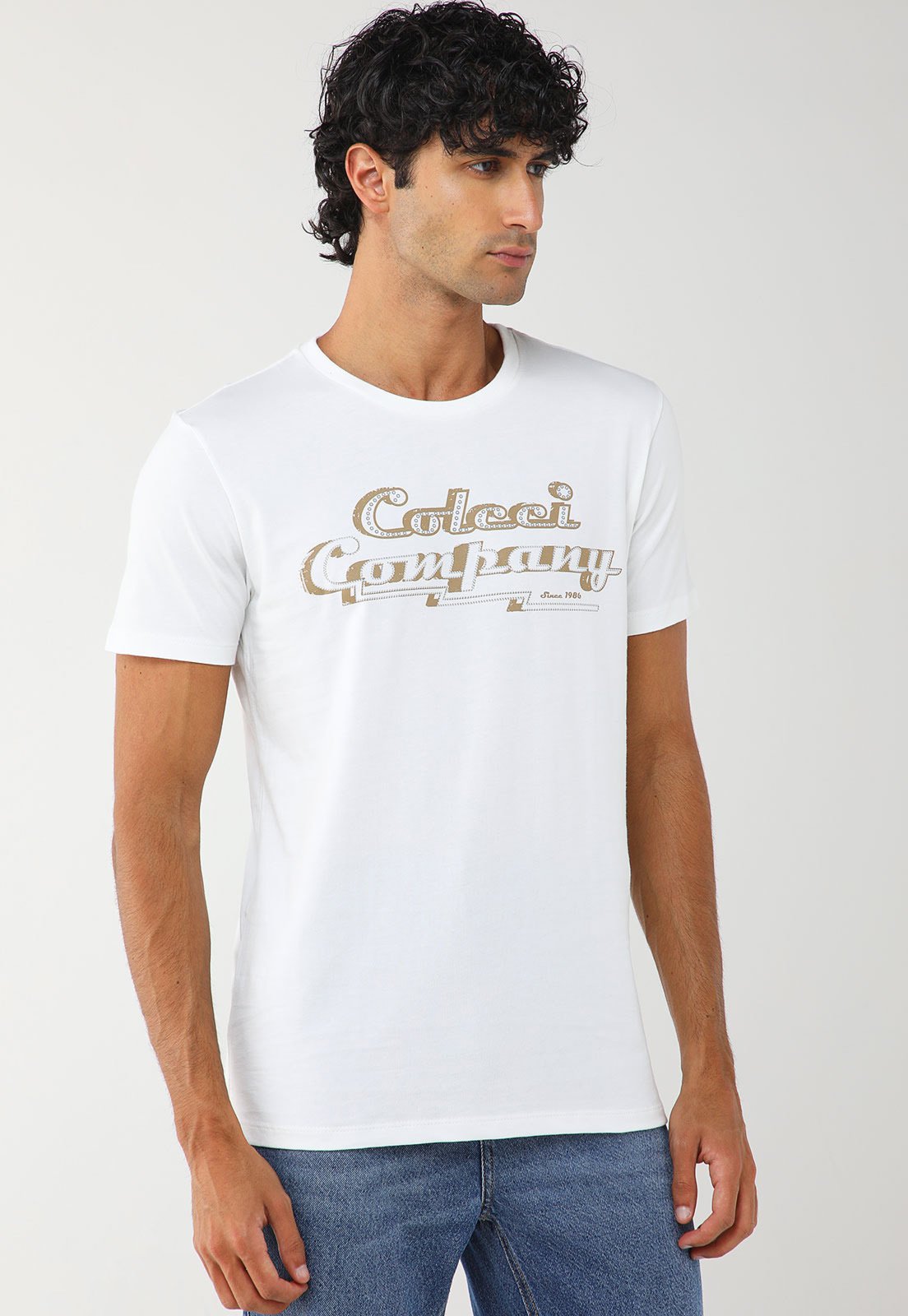 Camiseta Masculina Colcci Estampa Lettering Branco
