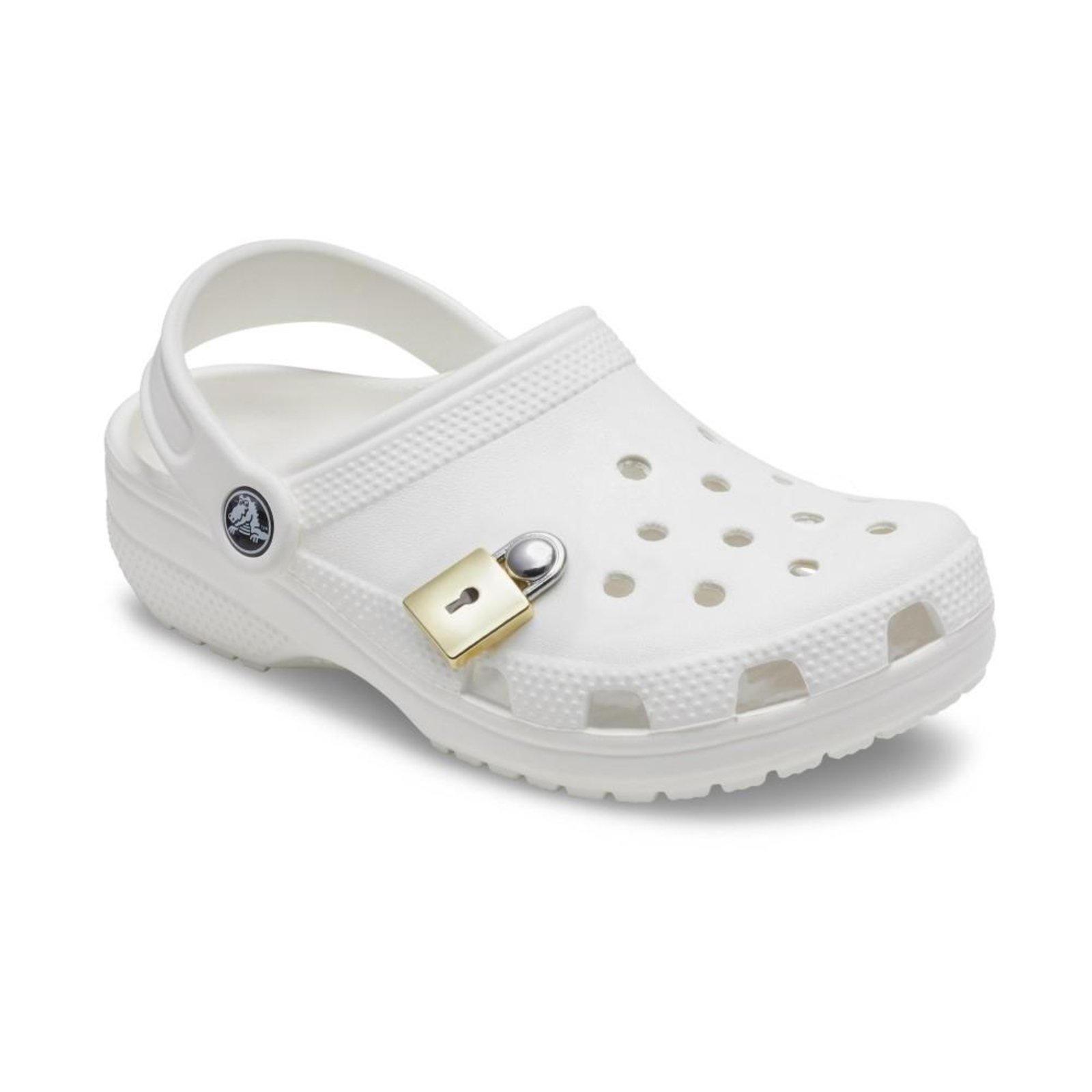 Vista 3 Infantil - Jibbitz™ Cadeado Dourado Crocs branco