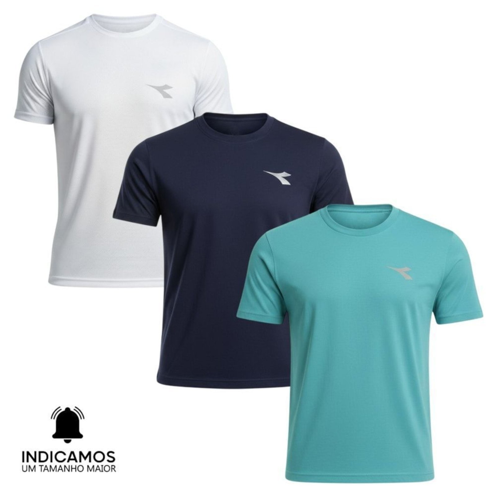 Kit 3 Camisetas Diadora Small Logo Masculina - Branco - diadora