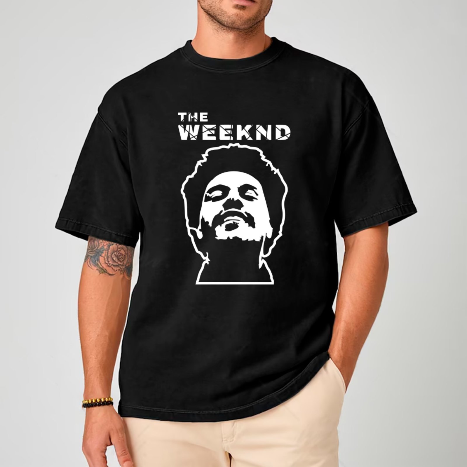 Camiseta Ousy Oversized The Weeknd Icon Face Streetwear Pop Unissex Preto