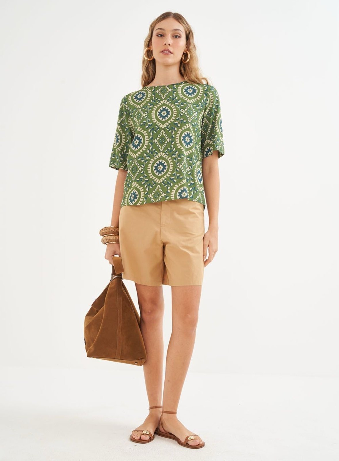 Vista 2 Blusa Estampada Colcci Tapestry verde Colcci verde