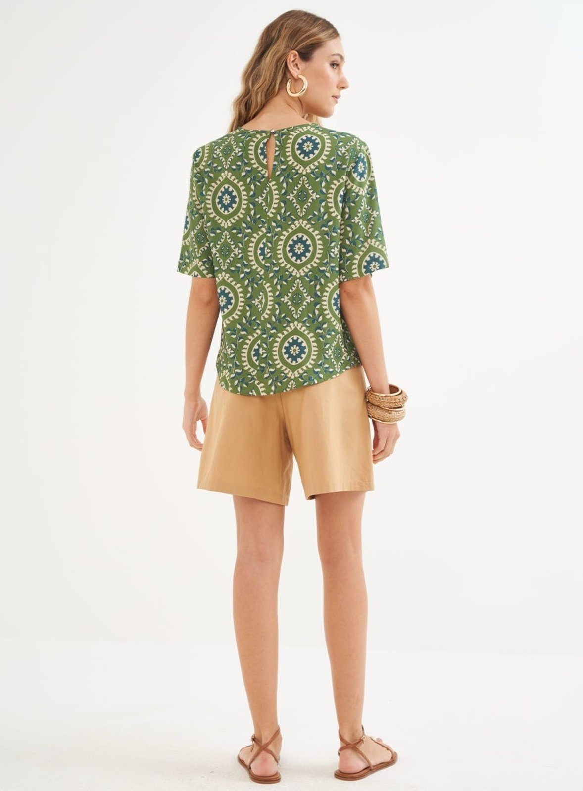 Vista 3 Blusa Estampada Colcci Tapestry verde Colcci verde
