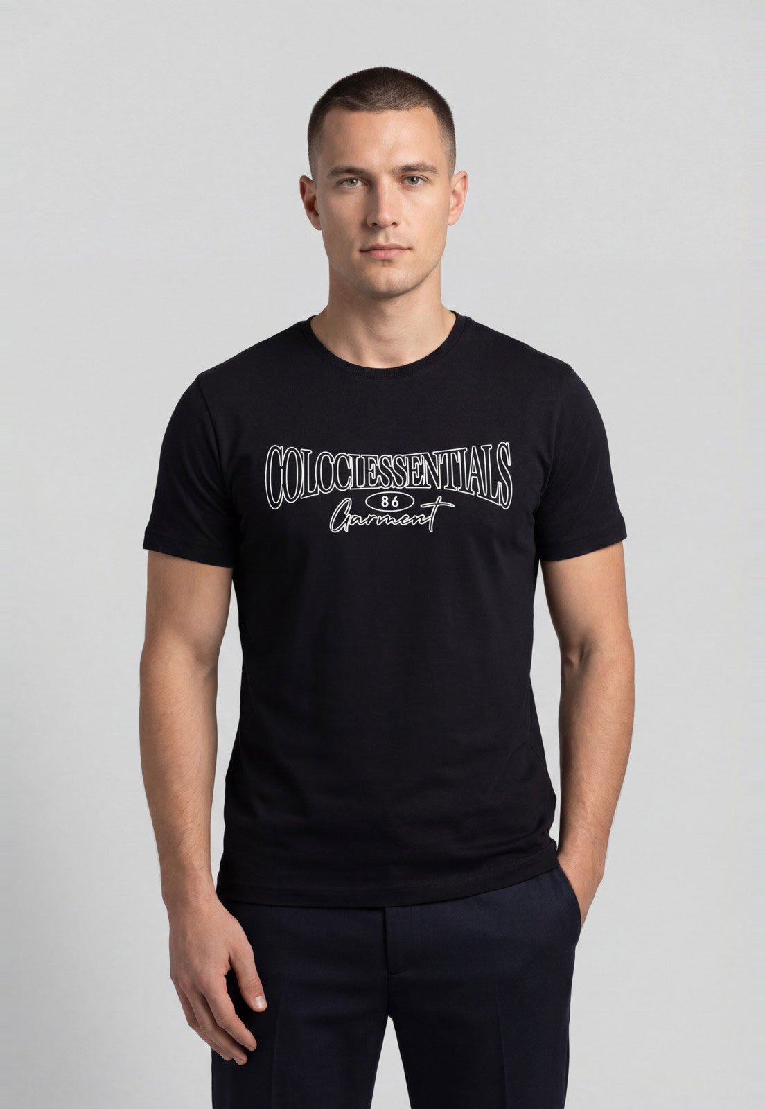 Camiseta Masculina Colcci Estampa Frontal Preta
