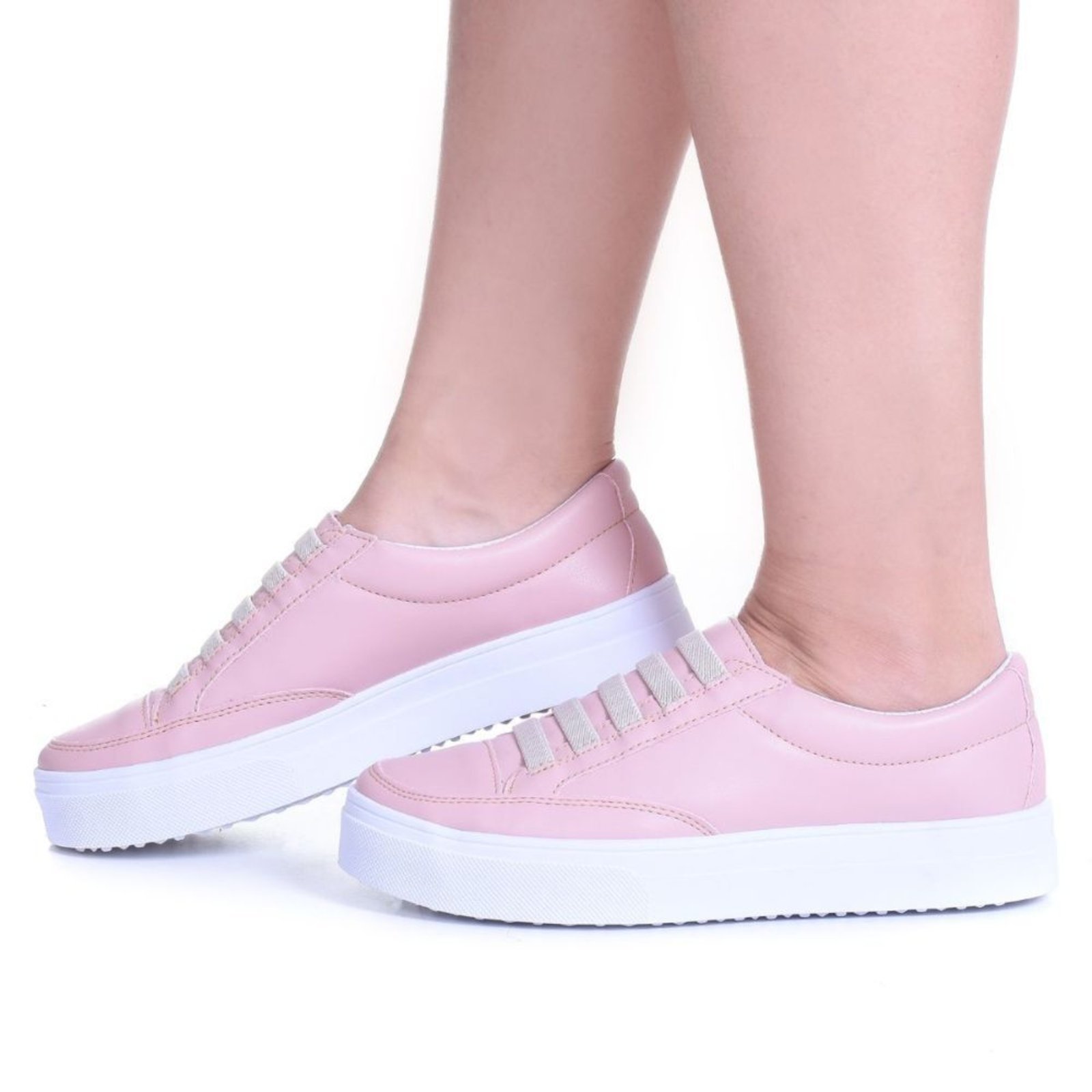 Tênis Feminino Casual Flatform Confort Nude