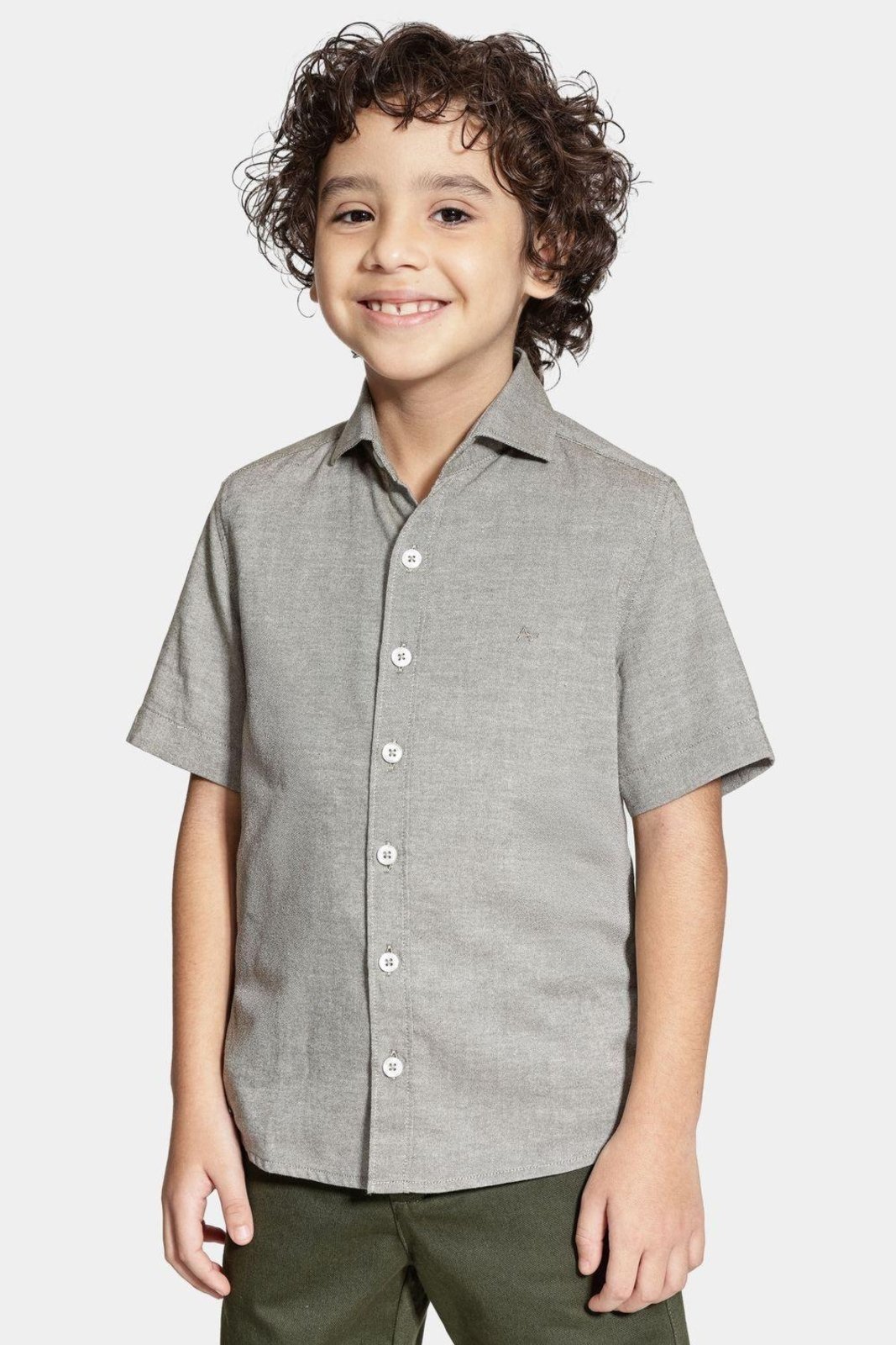 Vista 2 Infantil - Camisa Aramis Regular Manga Curta Medio verde Aramis verde