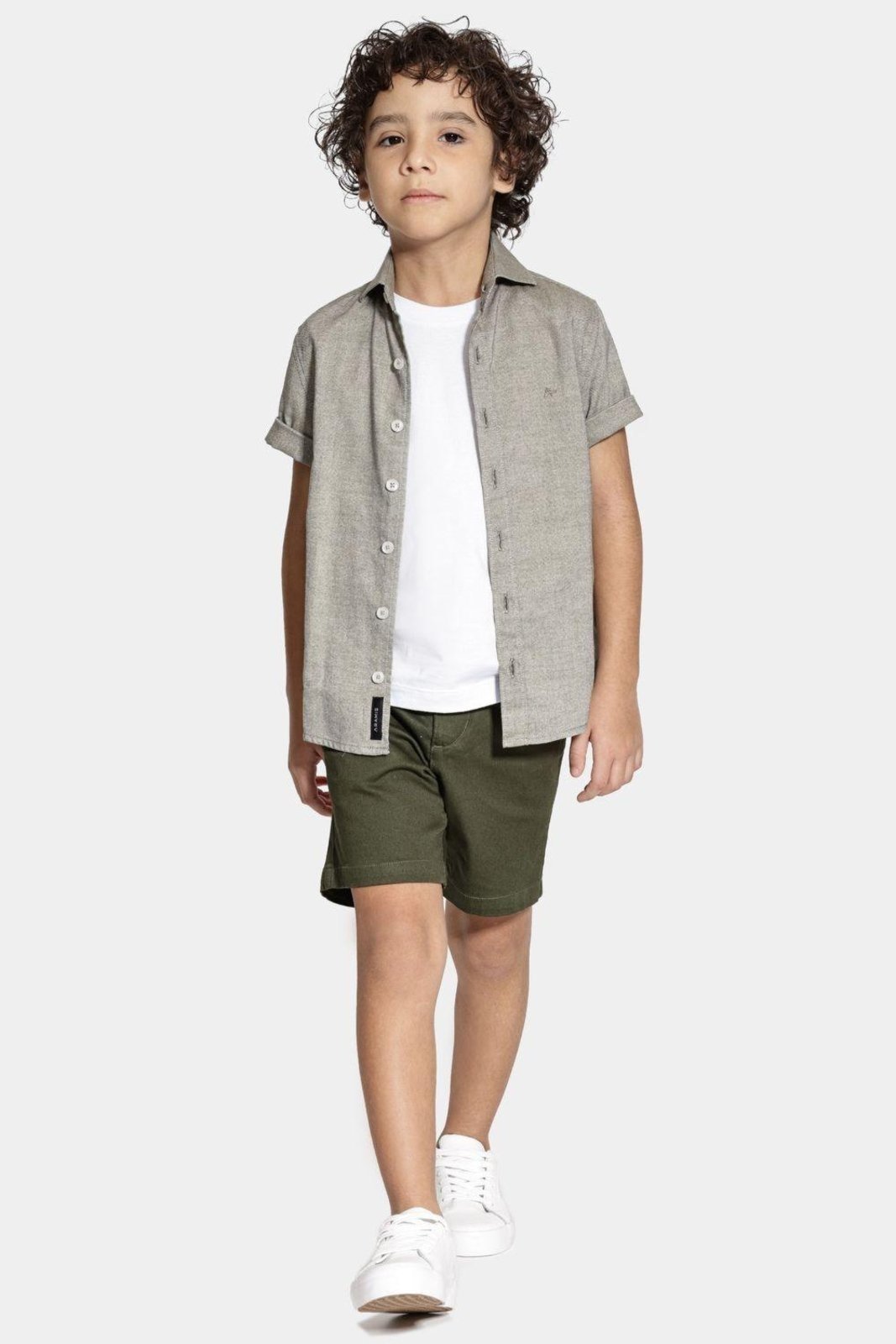 Vista 3 Infantil - Camisa Aramis Regular Manga Curta Medio verde Aramis verde