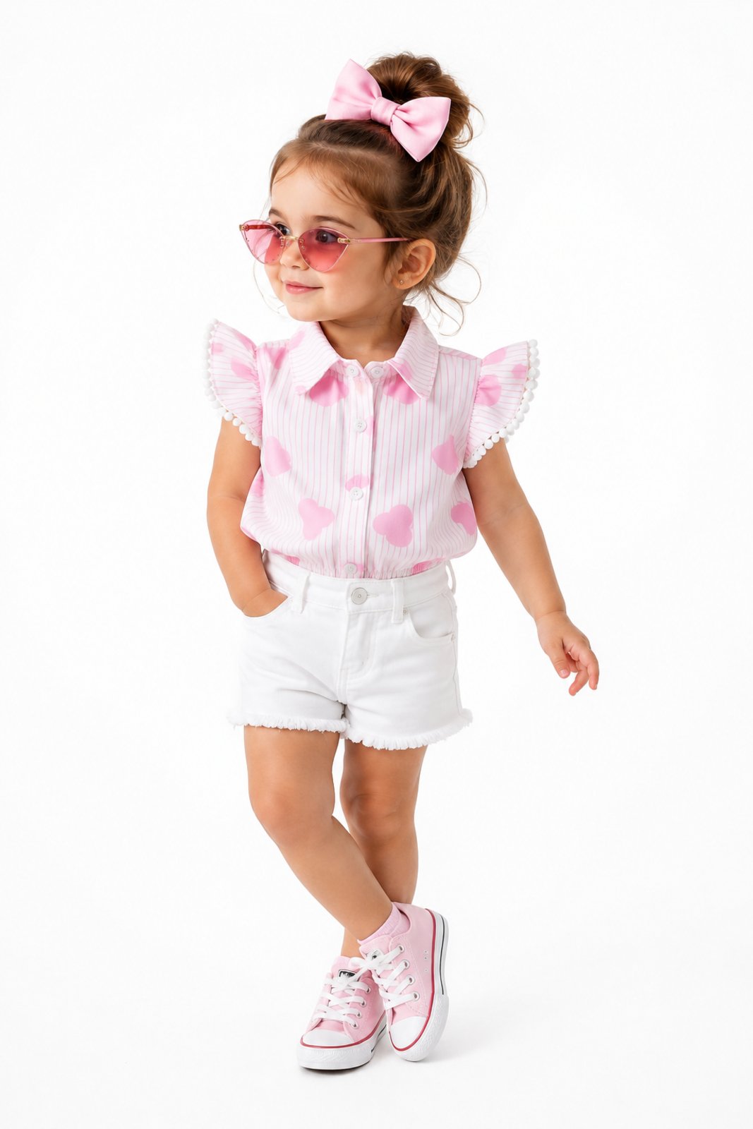 Infantil - Camisa D Bell Outlet Fashion Estampa de Corações Rosa