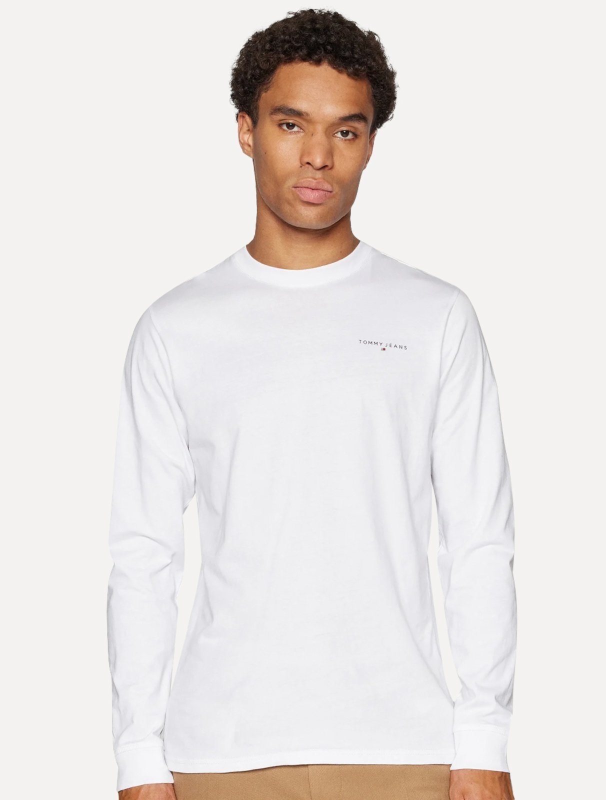 Vista 2 Camiseta Tommy Jeans Masculina Manga Longa Linear Chest Branca branco Tommy Jeans branco