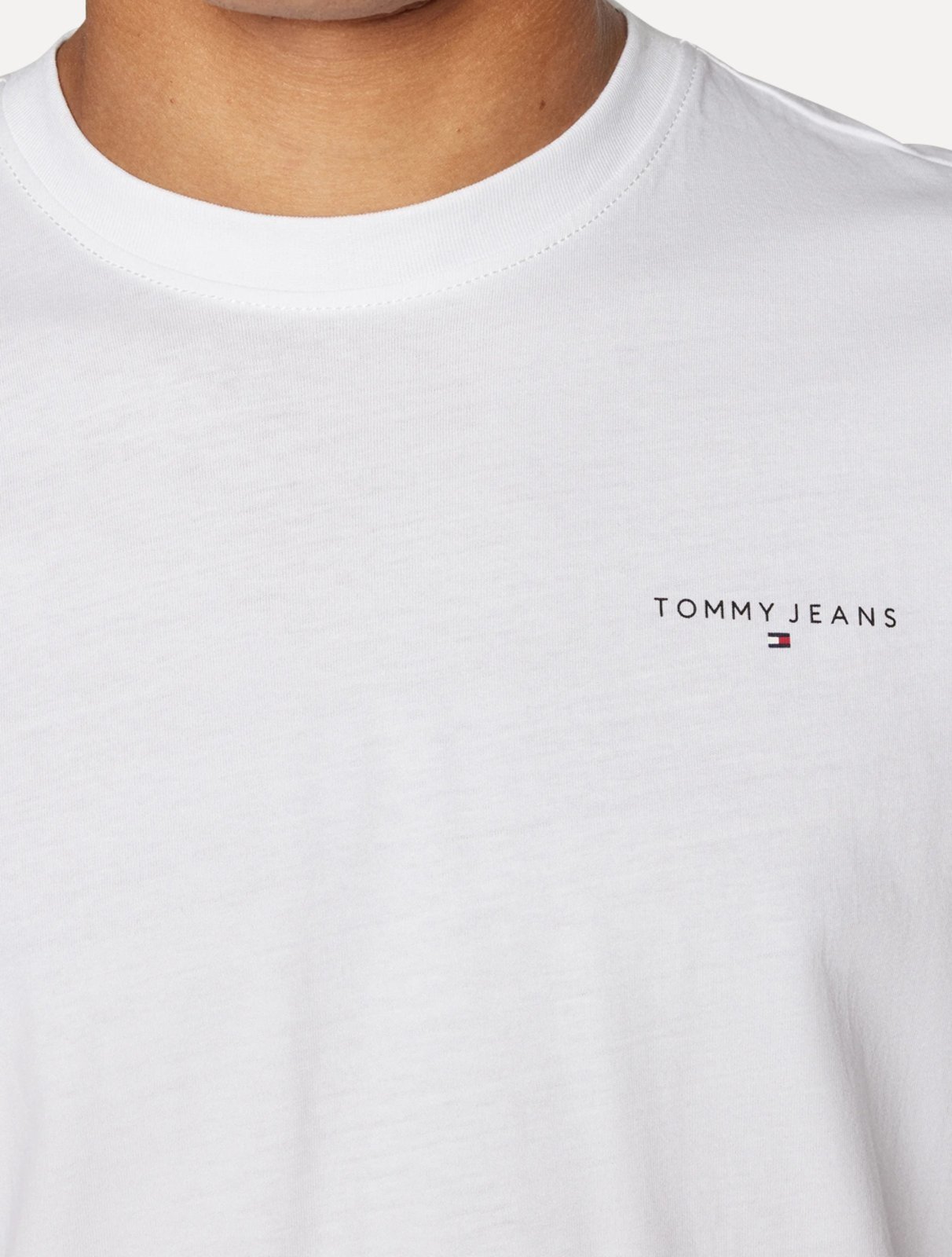 Vista 3 Camiseta Tommy Jeans Masculina Manga Longa Linear Chest Branca branco Tommy Jeans branco