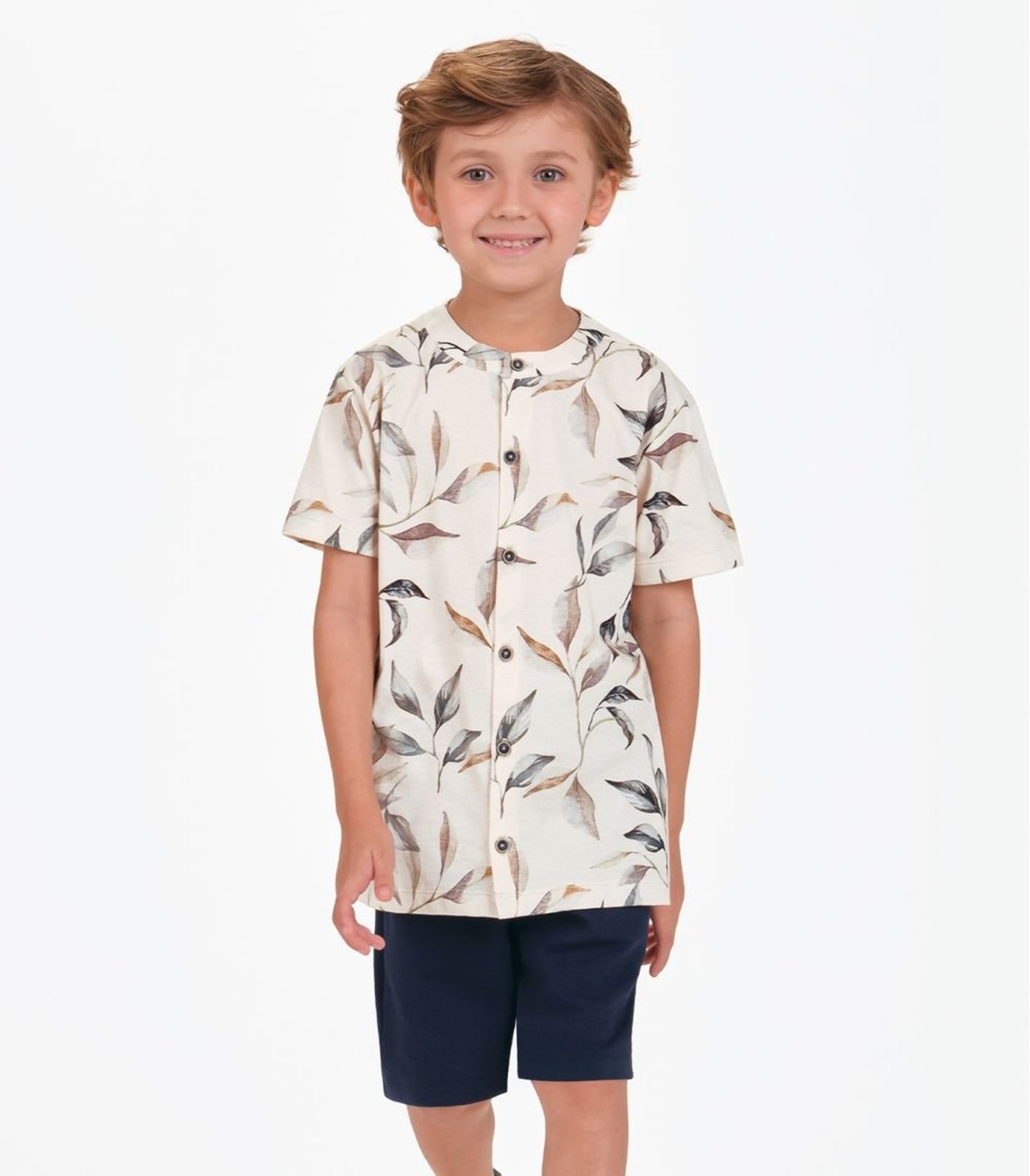 Infantil - Camiseta Masculina em Meia Malha Trick Nick Bege