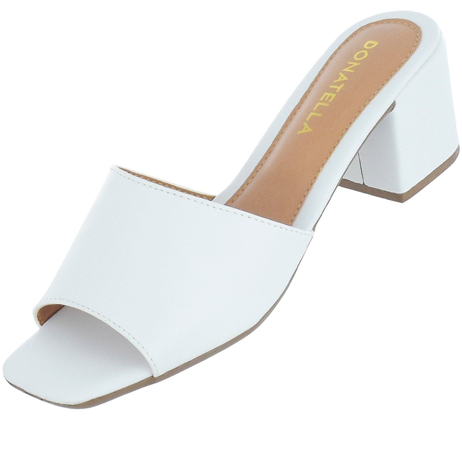 Vista 3 Sandália Feminina Tamanco Salto Alto Bloco CM Calçados Liso Monte Shoes preto Monte Shoes preto