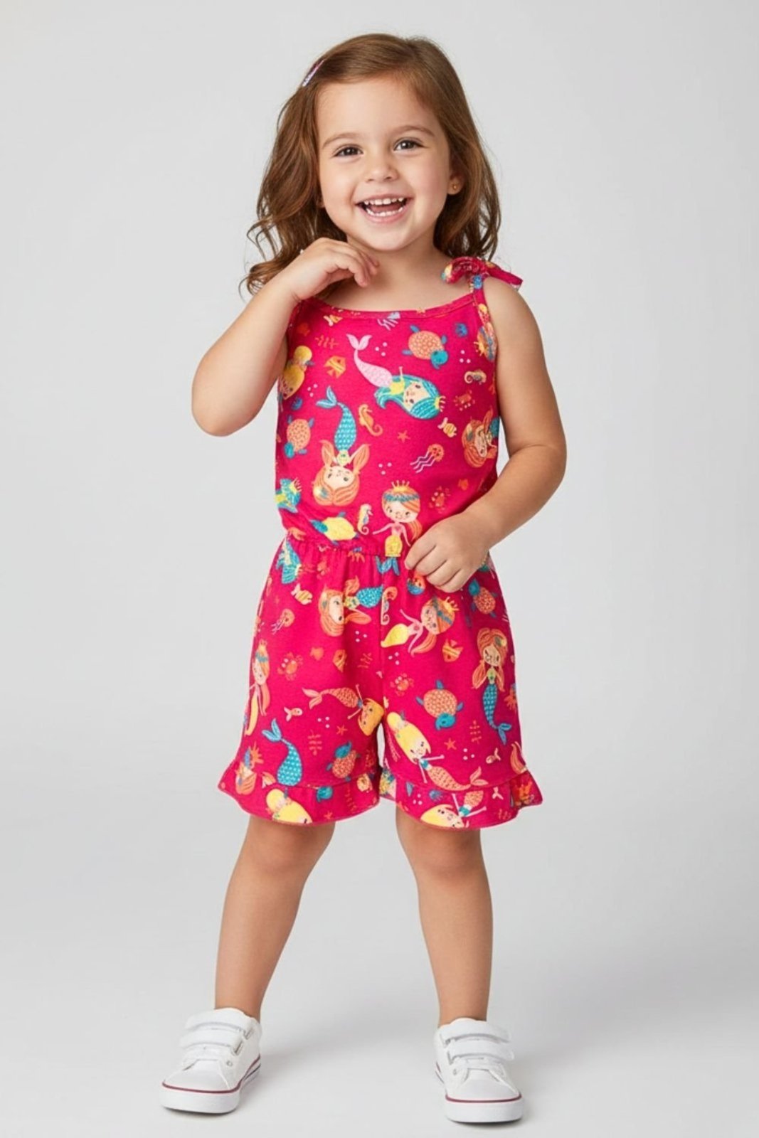 Vista 2 Infantil - Macaquinho Feminino Sereia BEM VESTIR pink BEM VESTIR pink