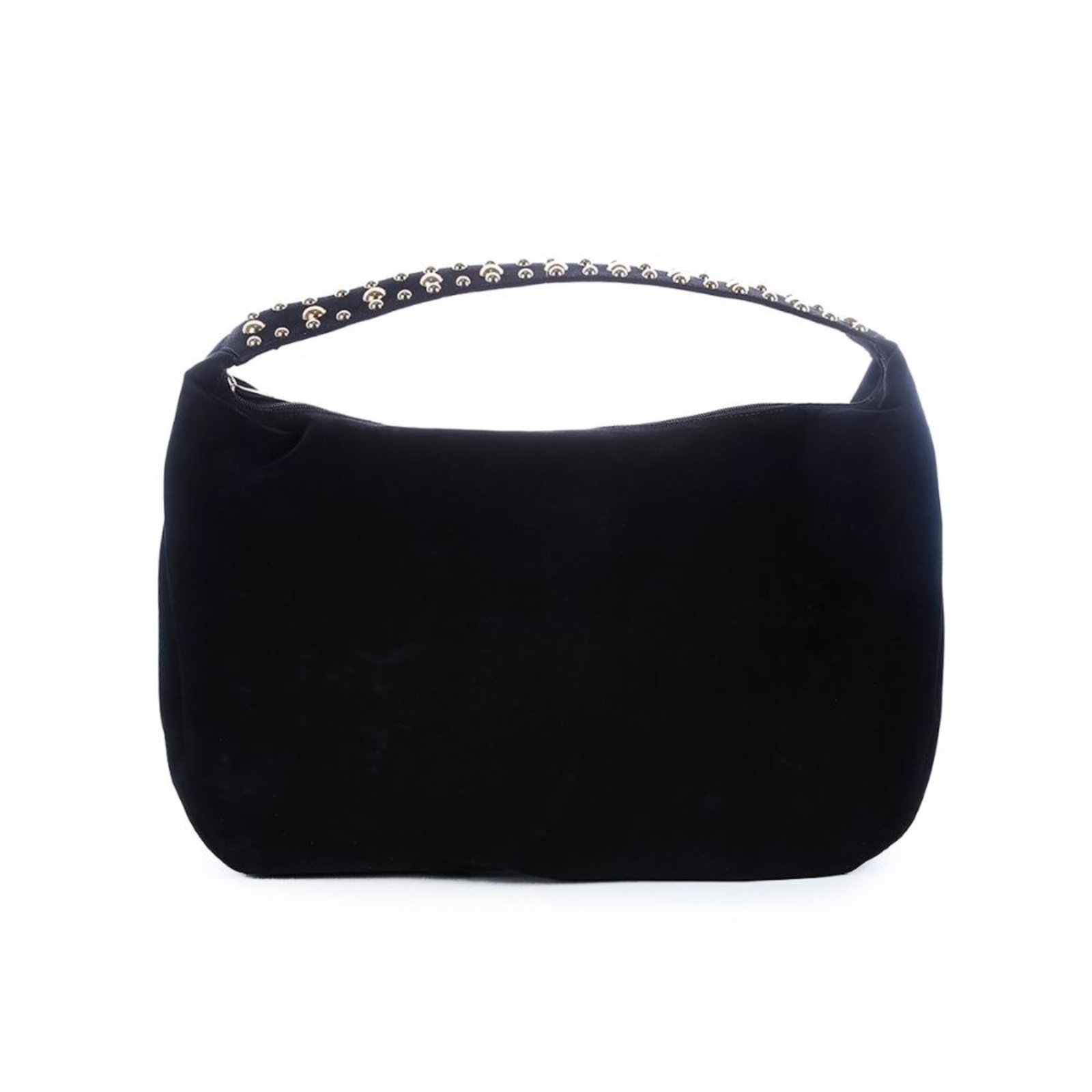 Bolsa Grande Kelly com Aplicações Camurça Preto Preto