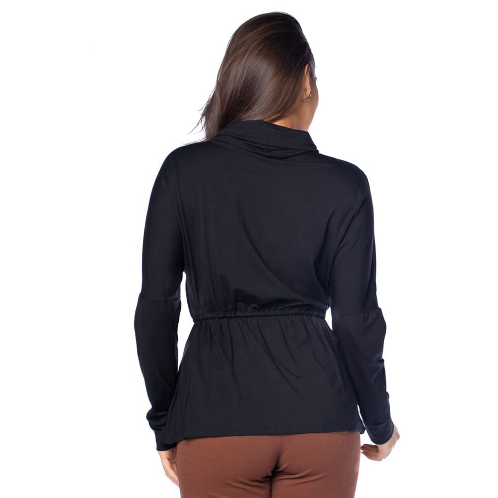 Vista 3 Blusa Feminina Olho Fatal Laço Gola Alta preto Olho Fatal preto