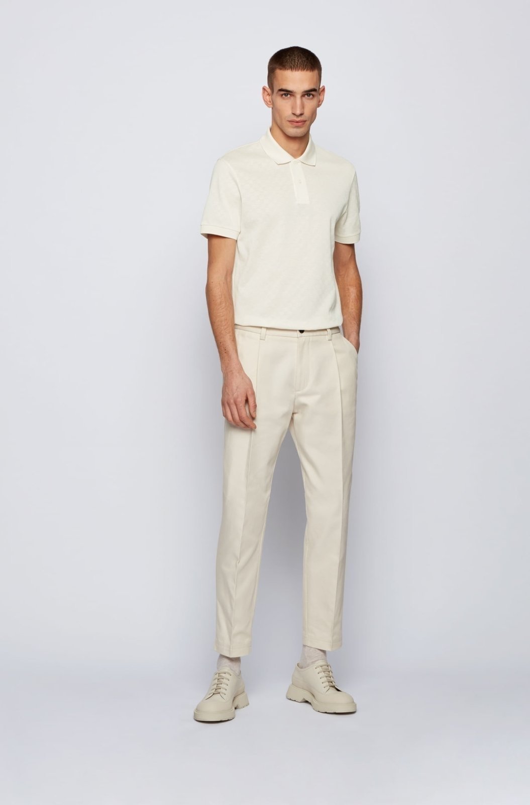 Vista 3 Camisa Polo Regular Fit Em Algodão Estruturado Mercerizado branco branco
