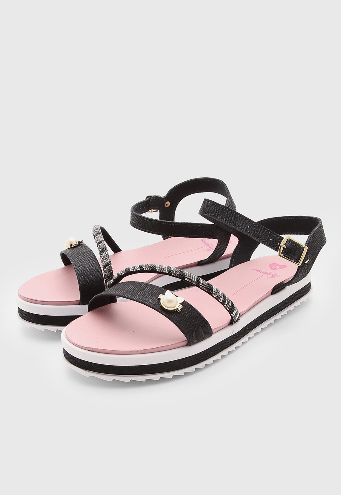 Infantil - Sandália Feminina Molekinha Tiras Fivela Preta