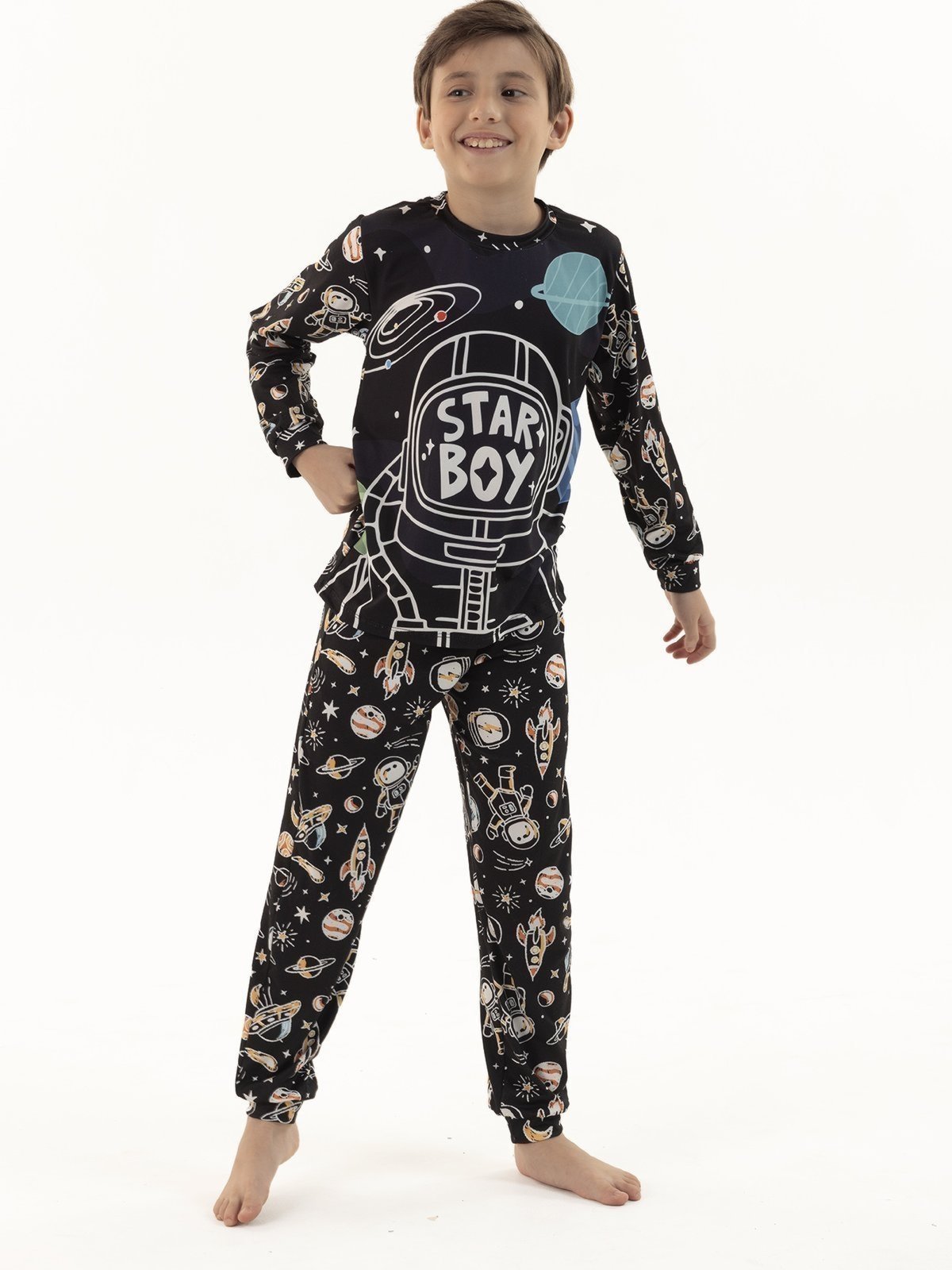 Pijama Longo de Inverno Menino em Suede Explorador do Cosmos 4 a 16 anos