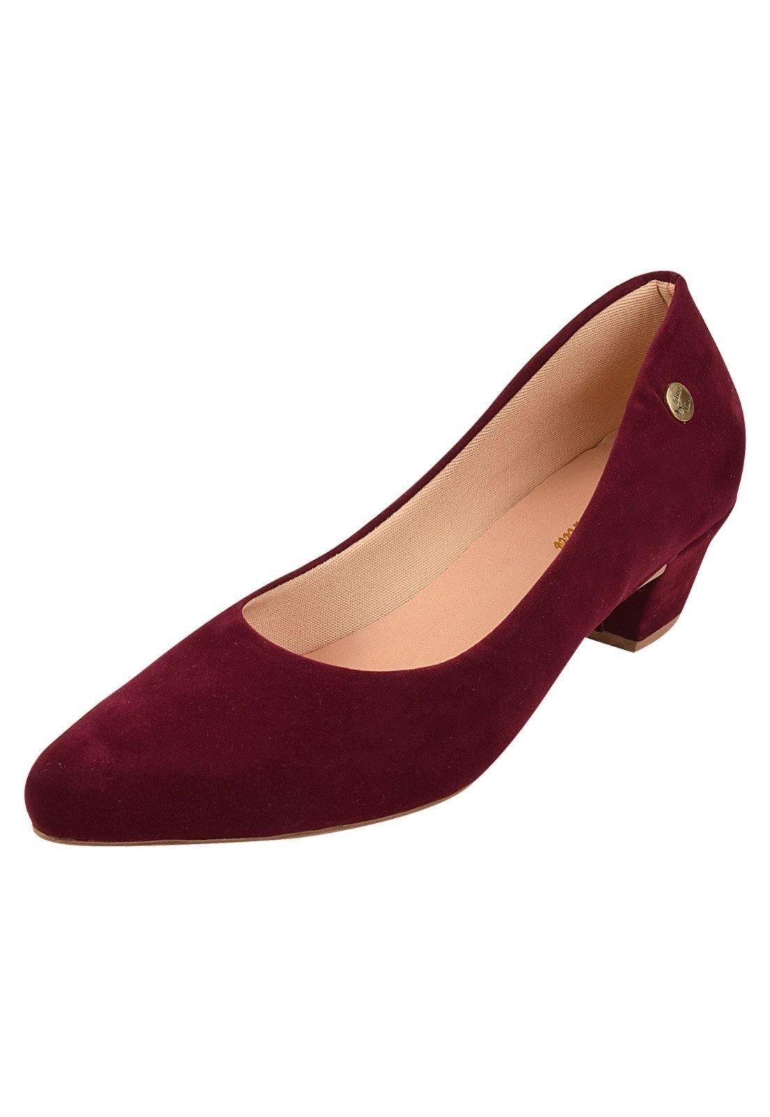Scarpin Donna Santa Bico Fino Salto Baixo Bordô