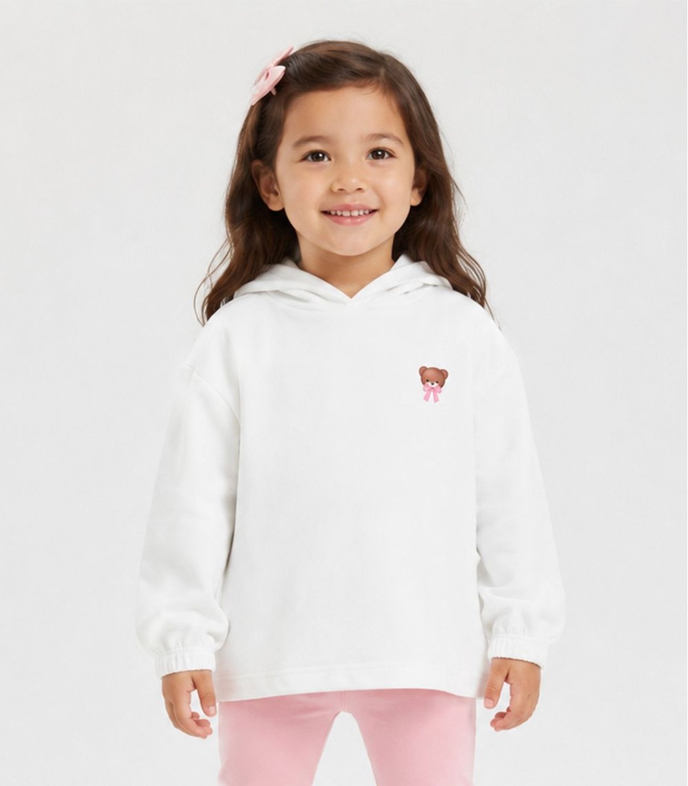 Infantil - Blusão Com Capuz Feminino Moletom Select Branco