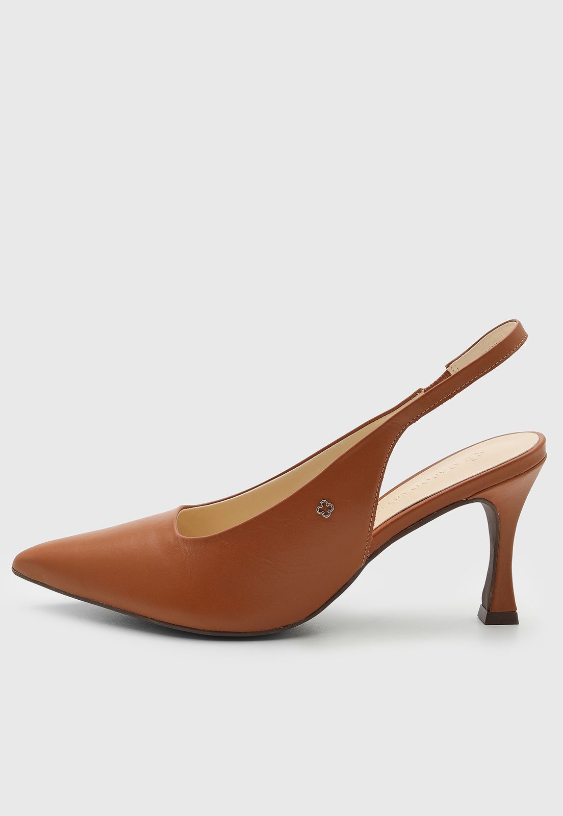 Vista 2 Scarpin Feminino Capodarte Slingback Ponta Fina Salto 10 cm caramelo Capodarte caramelo