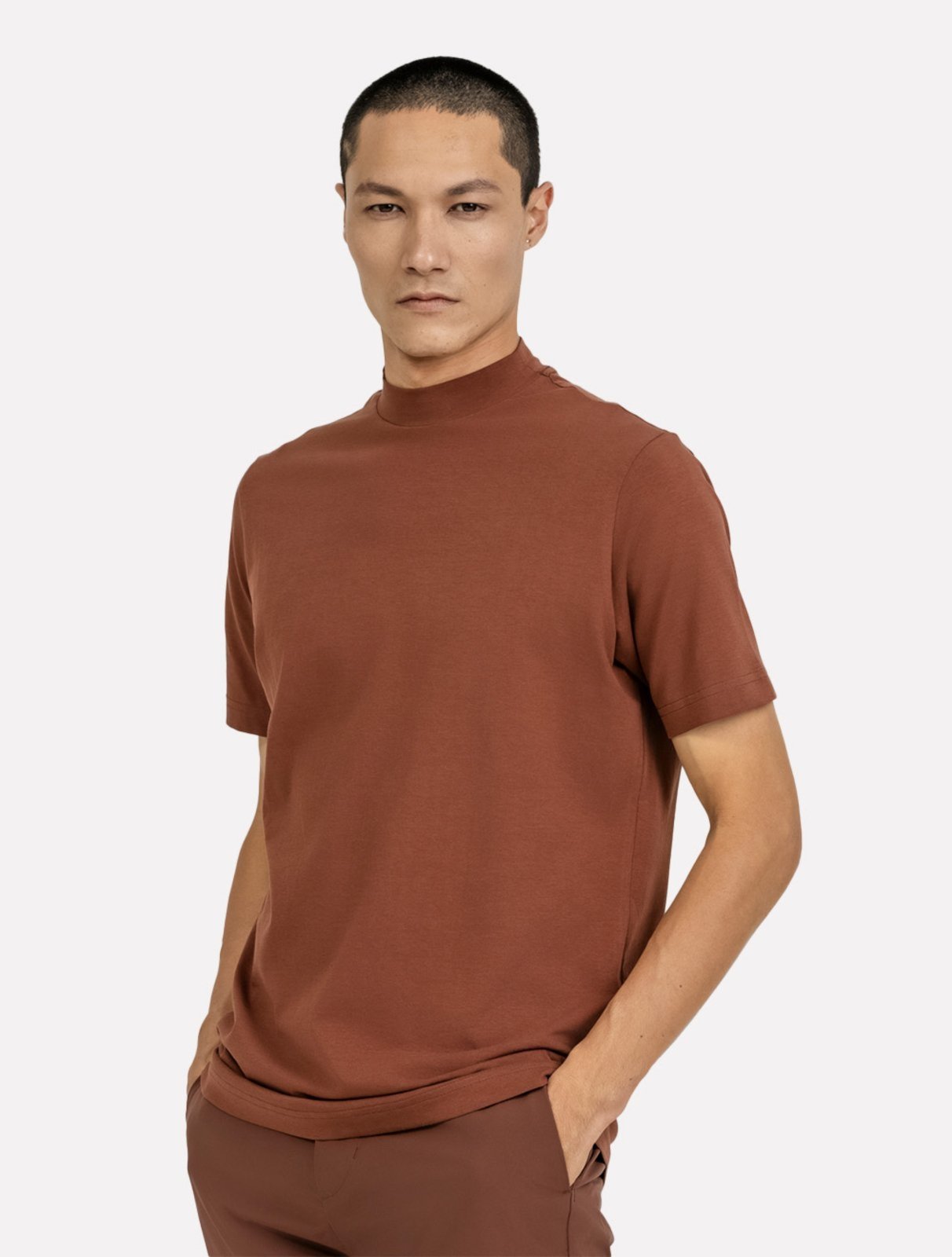 Camiseta K&J Black Regular Fio Egípcio Flex Gola Alta Marrom