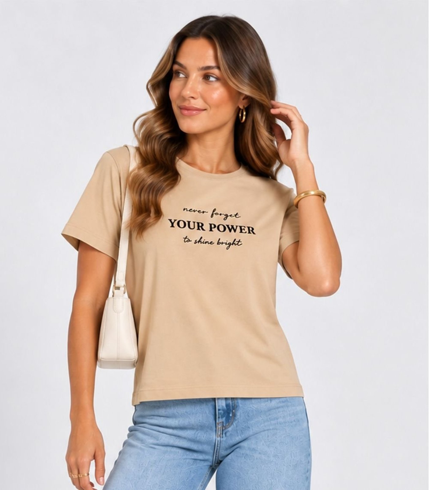 Blusa Feminina em Meia Malha Infinita Cor Bege
