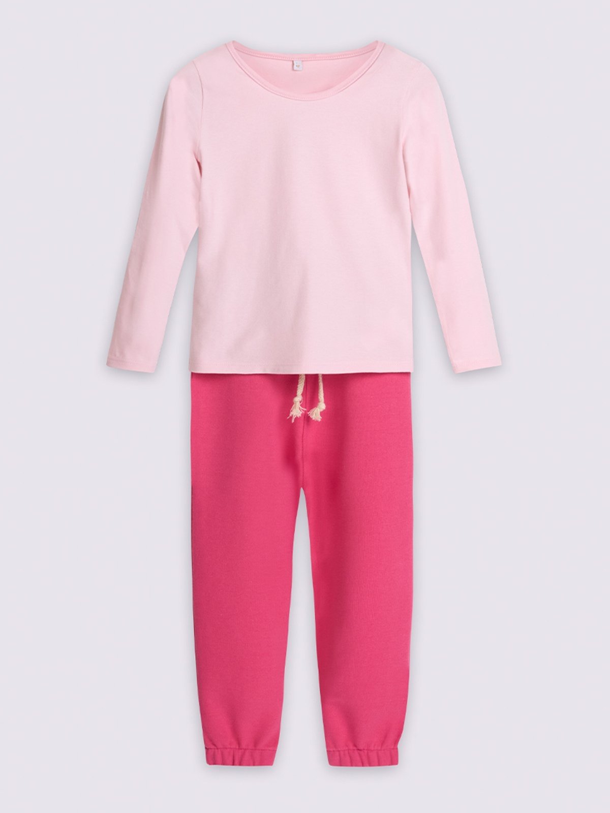 Vista 2 Infantil - Conjunto Bugbee Blusa Manga Longa Gola Redonda Calça Amarração Frontal Moletom Mosqueta rosa Bugbee rosa