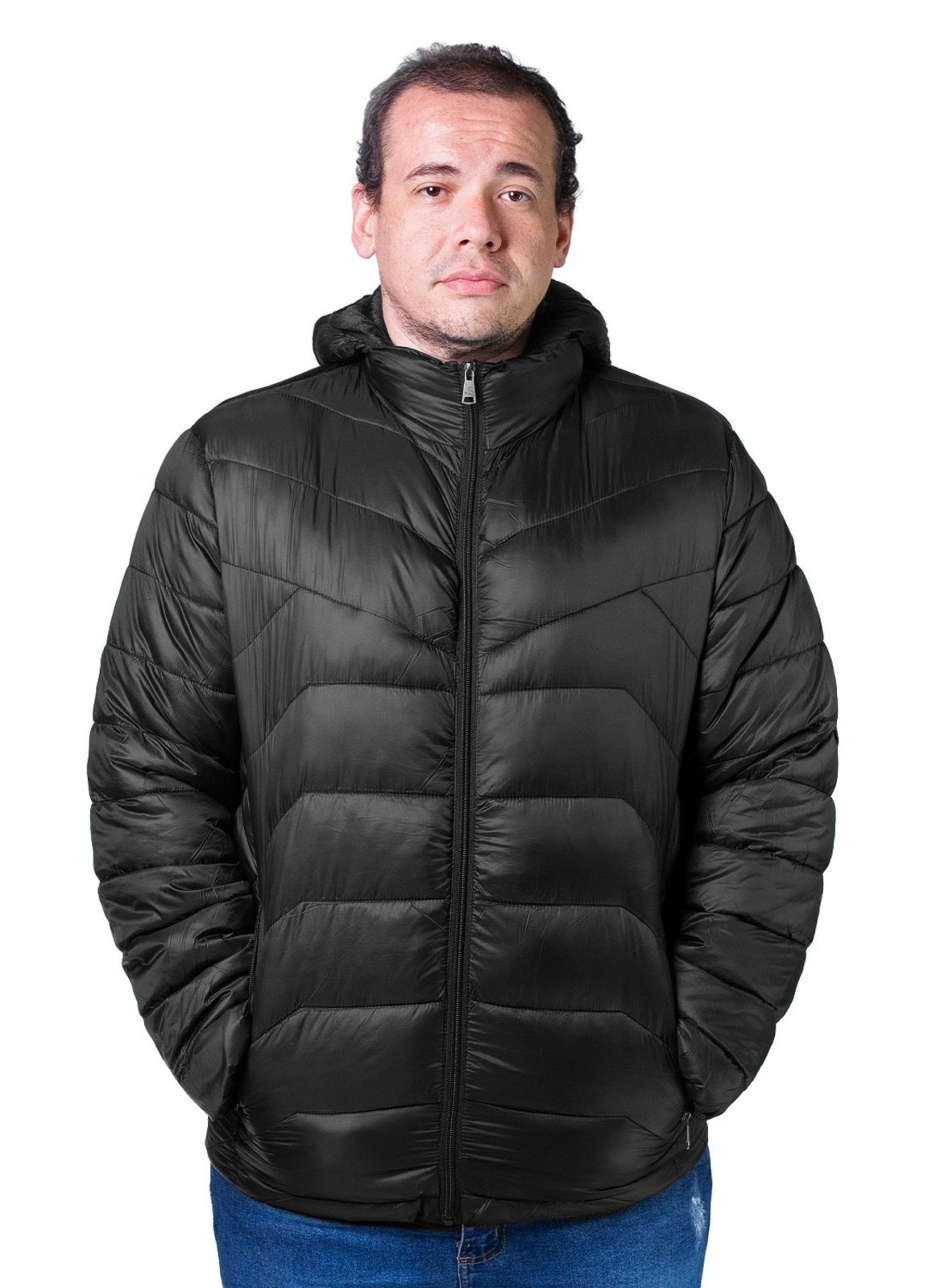 Jaqueta Microfibra Puffer Plus Size Broken Rules Masculina 568029 Preto