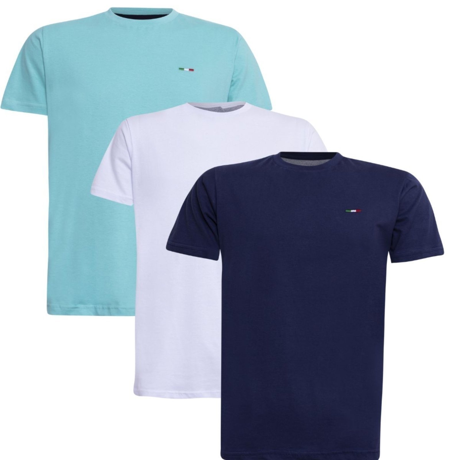 Kit 3 Camisetas Básicas com Industrie Bordado Algodão Itália Masculina