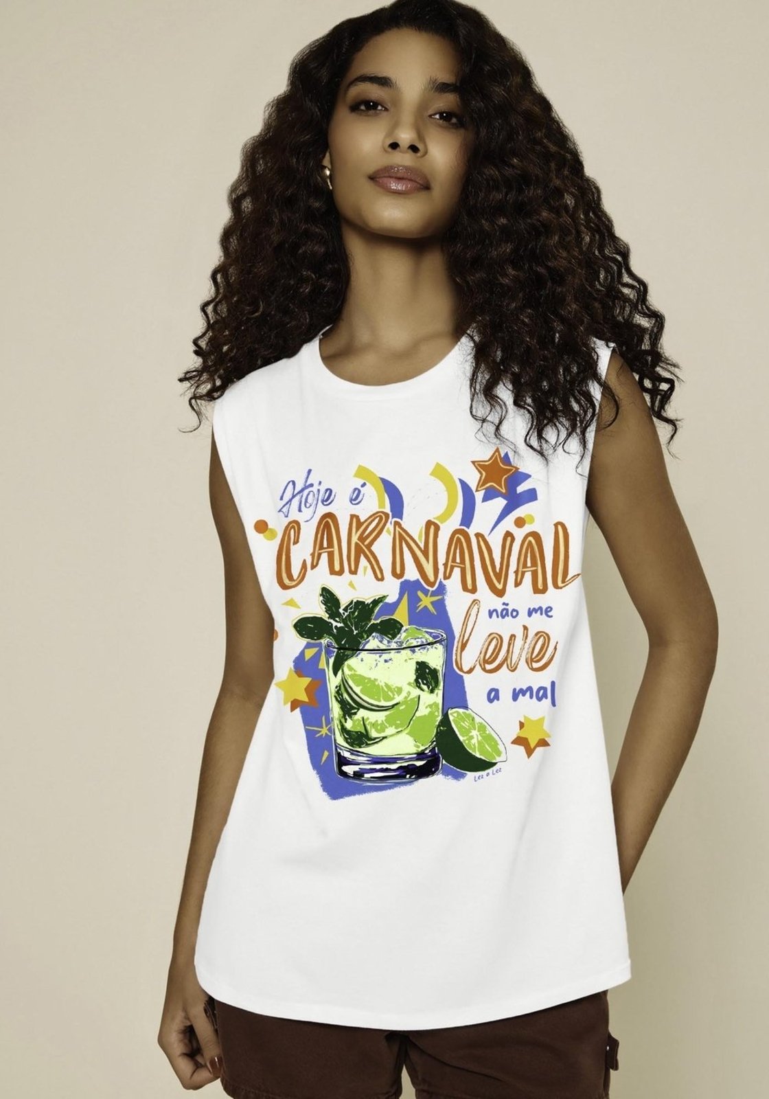 T-shirt Sem Mangas Com Estampa