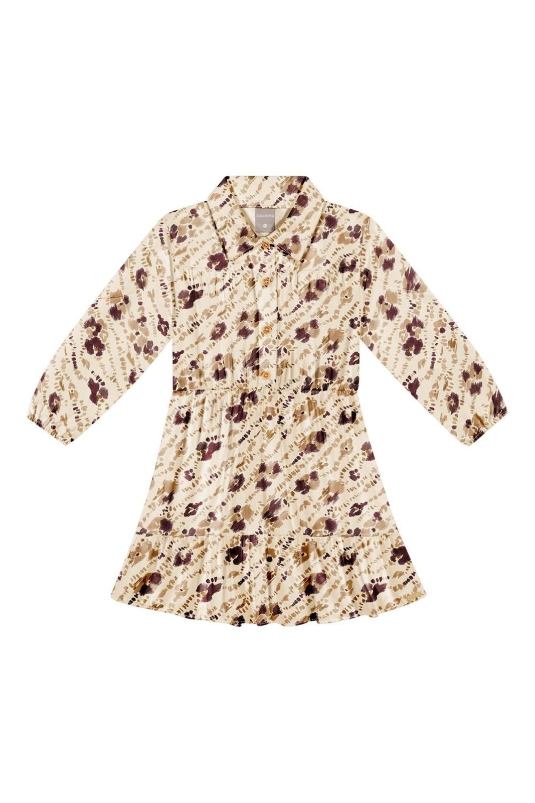 Infantil - Vestido Menina Floral Abstrato Colorittá Bege