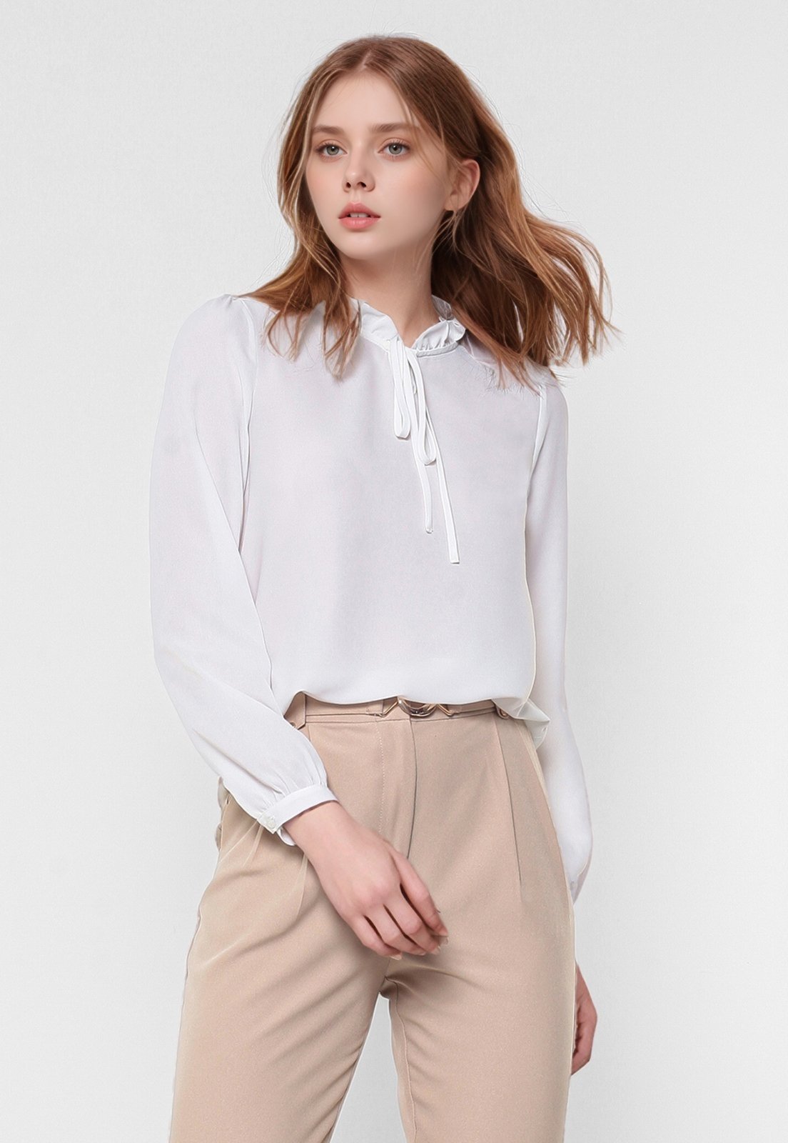 Blusa Intens Manga Longa Crepe Branco