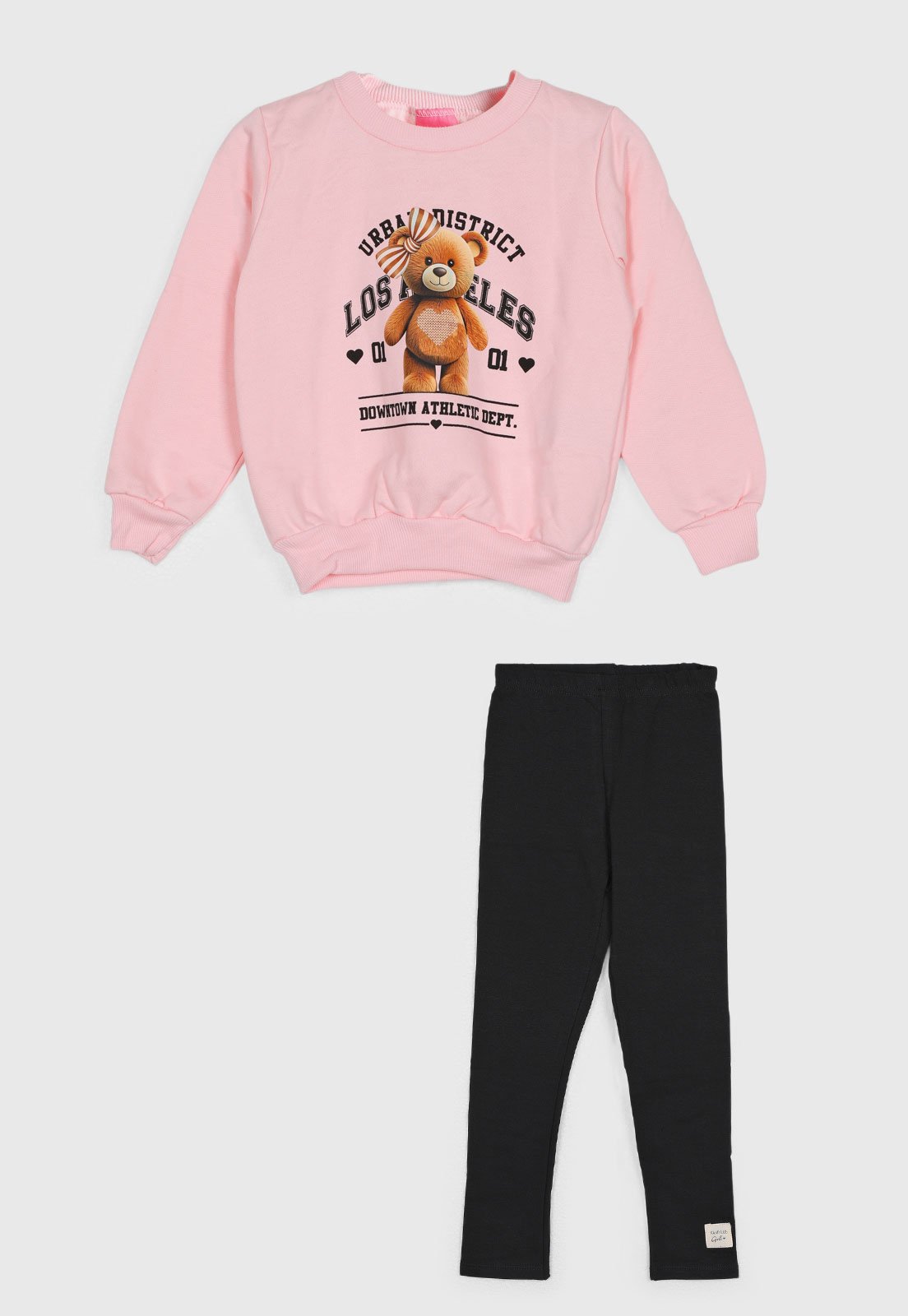 Infantil - Conjunto Kamylus Blusa Urso e Legging Rosa