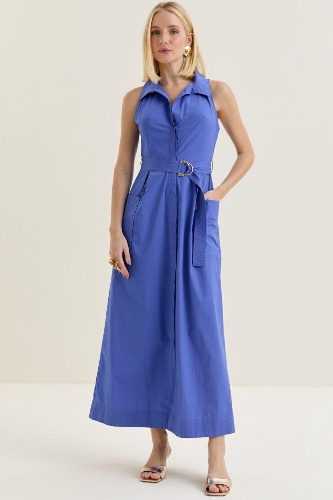 Vestido Camisa Carlota Costa Azul