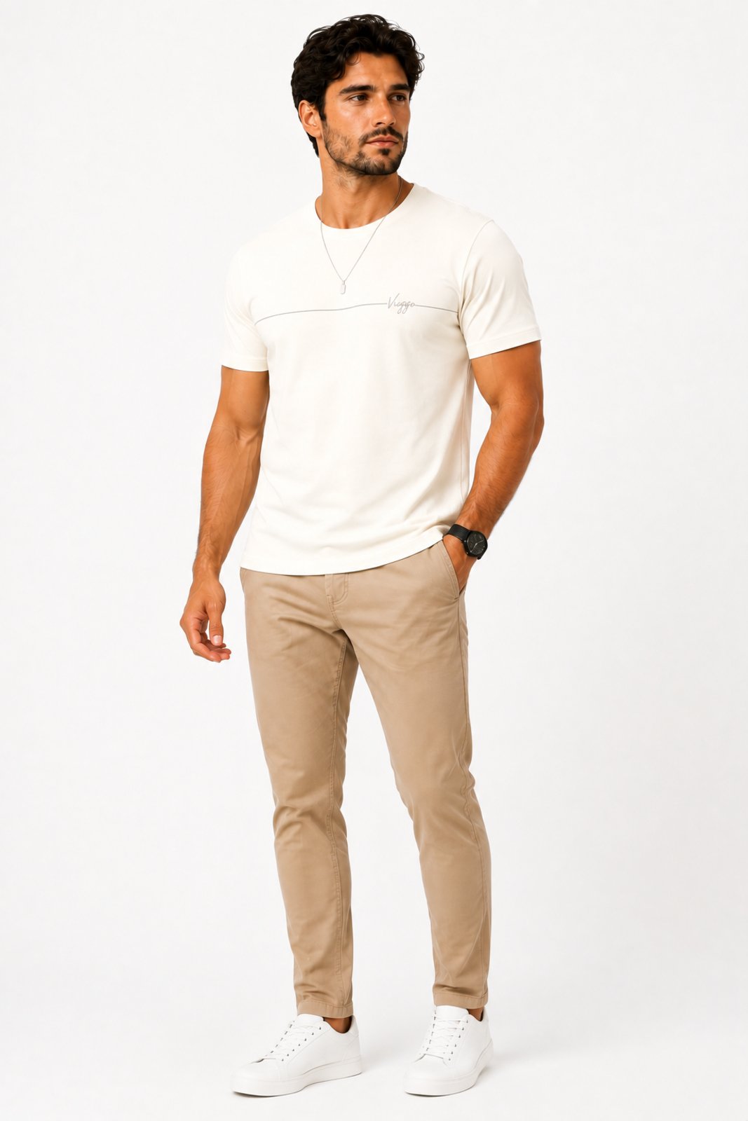 Camiseta Masculina D Bell Outlet Fashion Regular Fit Off White