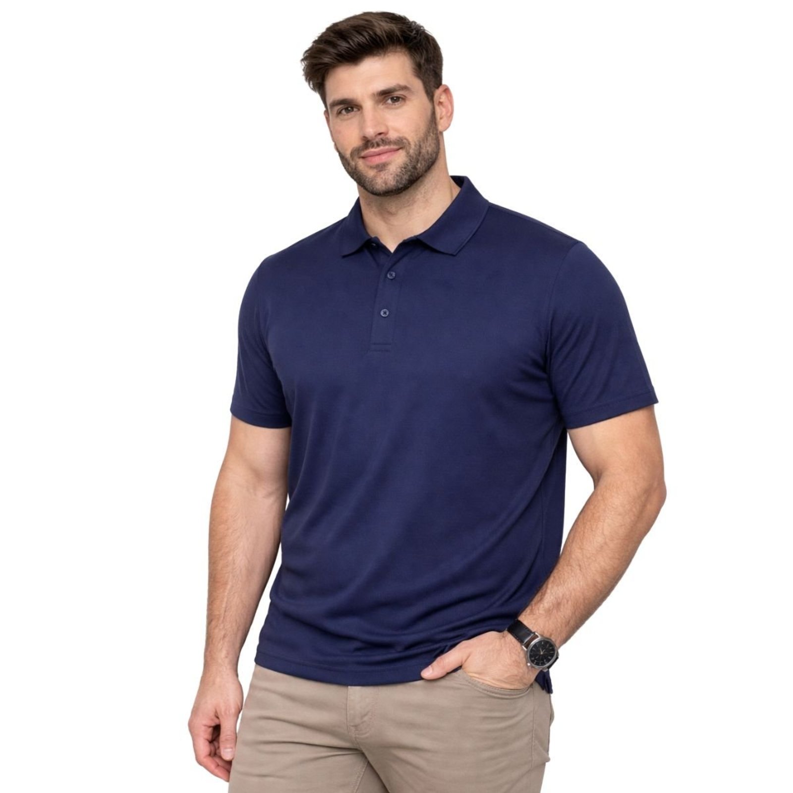 Camisa Polo Masculina Poliamida Elastano Premium Marinho Azul Marinho