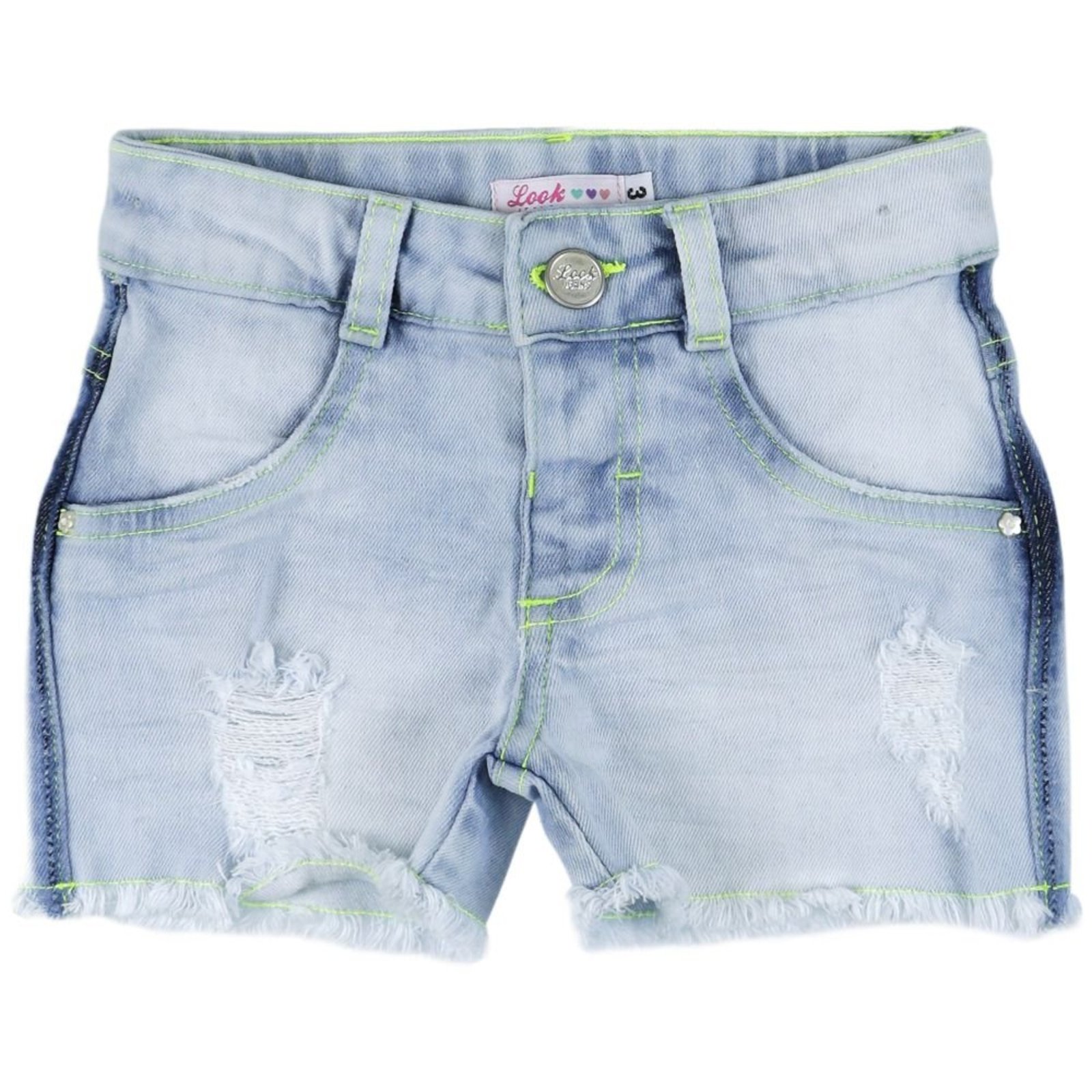 Infantil - Shorts Look Jeans Puídos Jeans