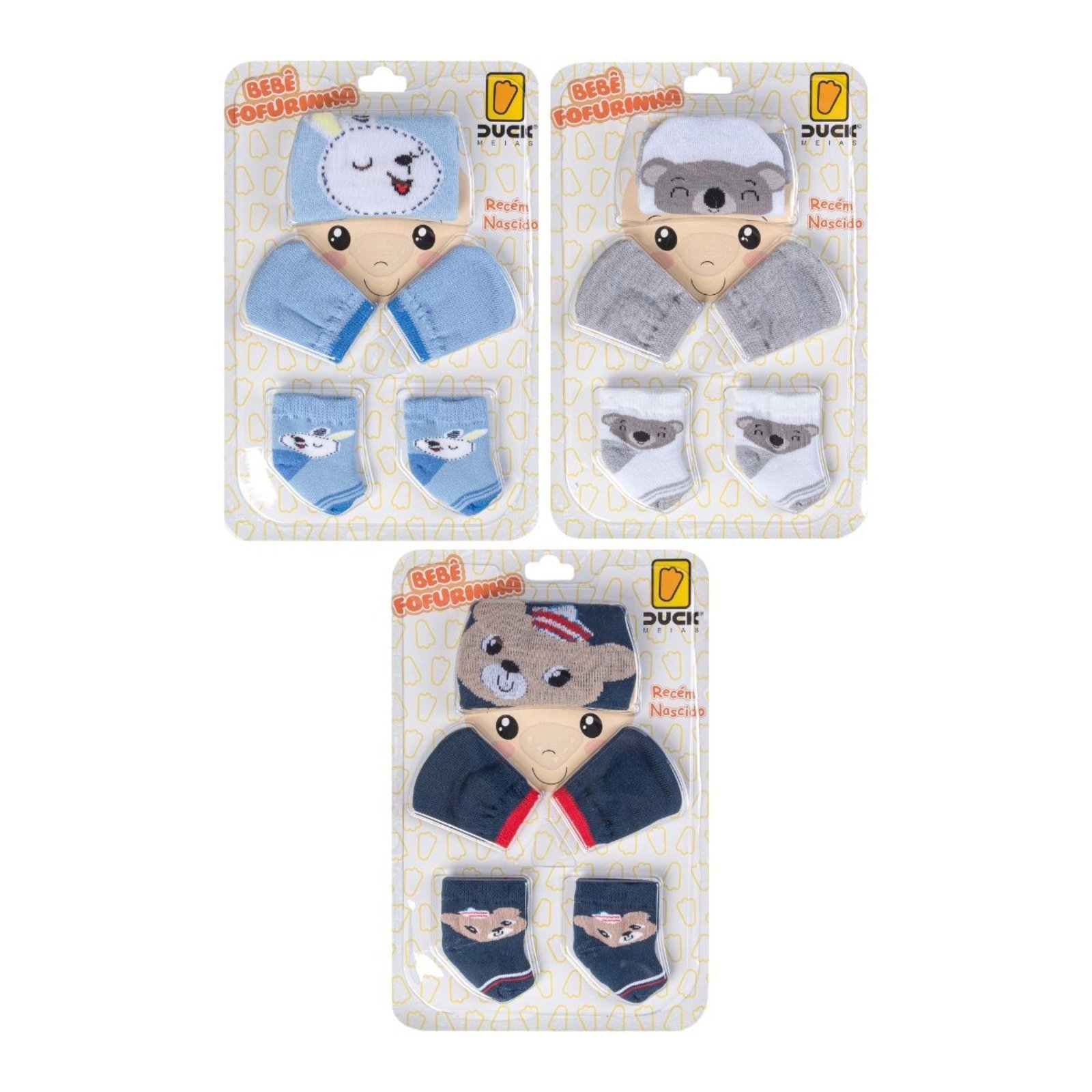 Infantil - Kit 3 conjunto enxoval toca luva e meia recém nascido , conjunto fofo, ideal para usar em qualquer momento