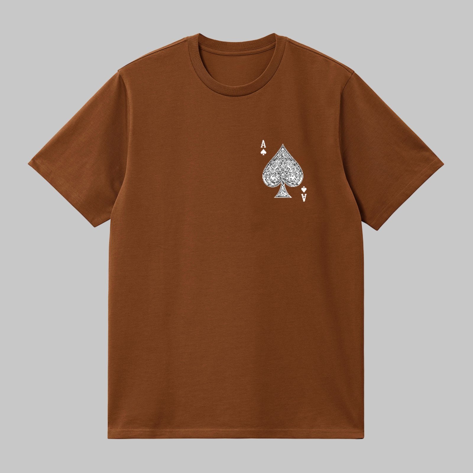 Camiseta Básica Ás Espadas Carta Baralho Unissex Marrom