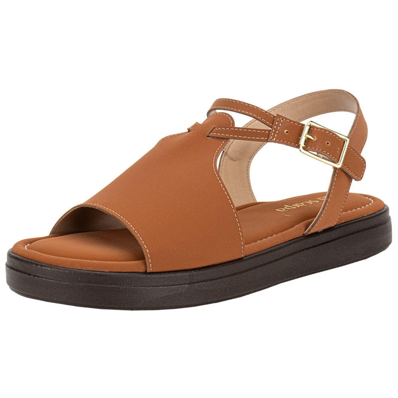 Vista 2 Sandália Feminina Flat Via Scarpa 173718710 3948710 caramelo Via Scarpa caramelo